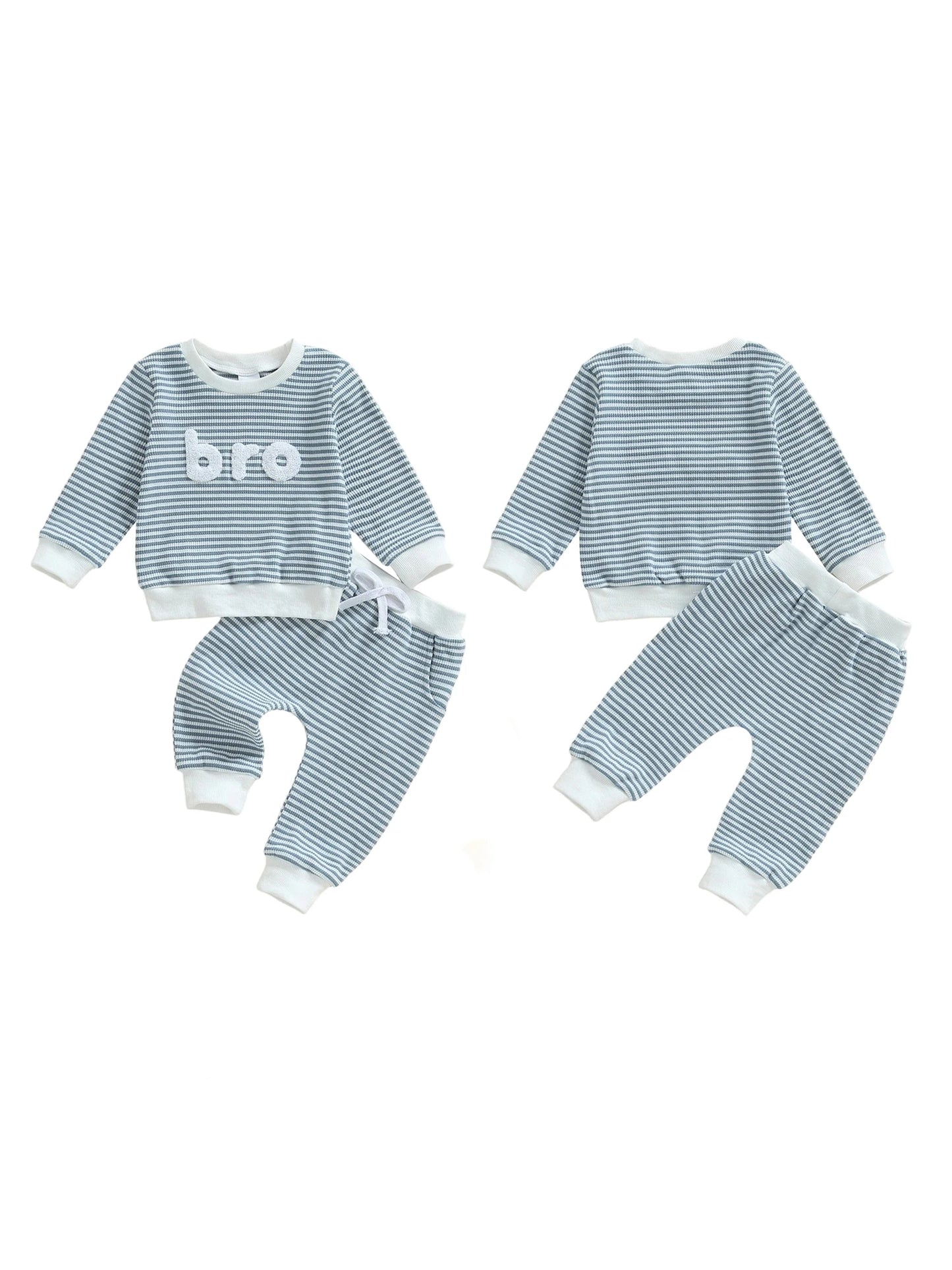 Infant Unisex Knit Two Piece Sweatshirt And Trousers Set With Embroidered Words