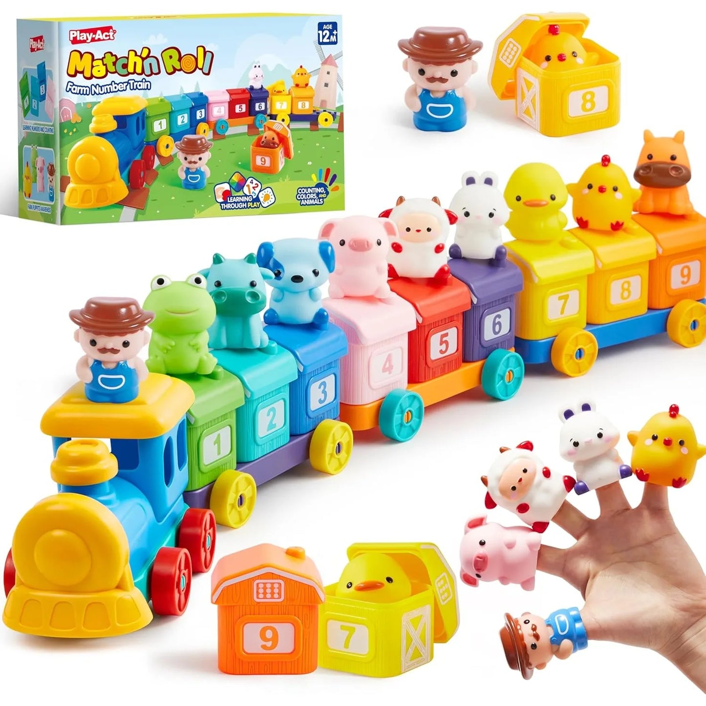Joyfy Learning Farm Train Counting Sorting Montessori Toy 9 Animals
