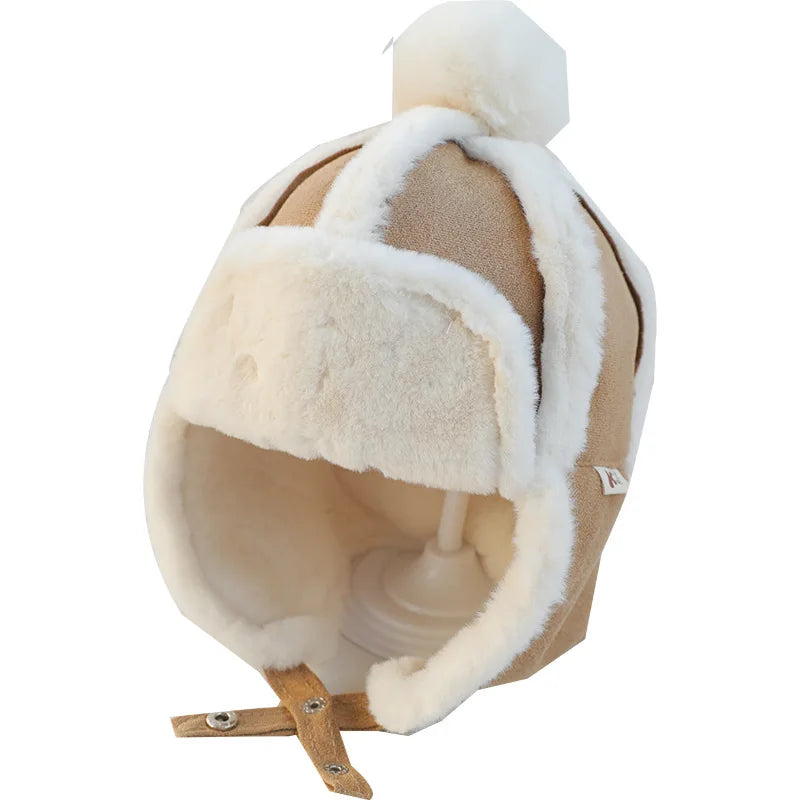 Unisex Baby Lei Feng Hat With Ear Flap Winter Beanie Made From Soft Plush Cotton