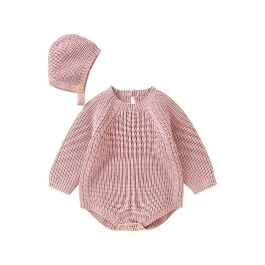 Fujian Infant Knit Bodysuit And Hat Set For Winter