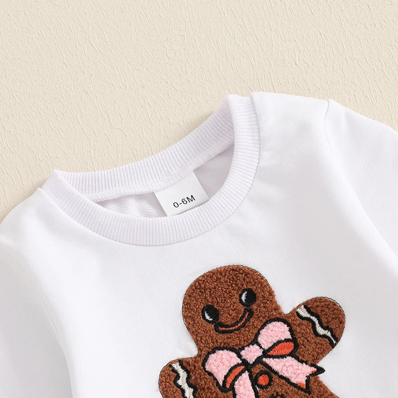 Pudcoco Toddler Christmas Outfit Set Gingerbread Print