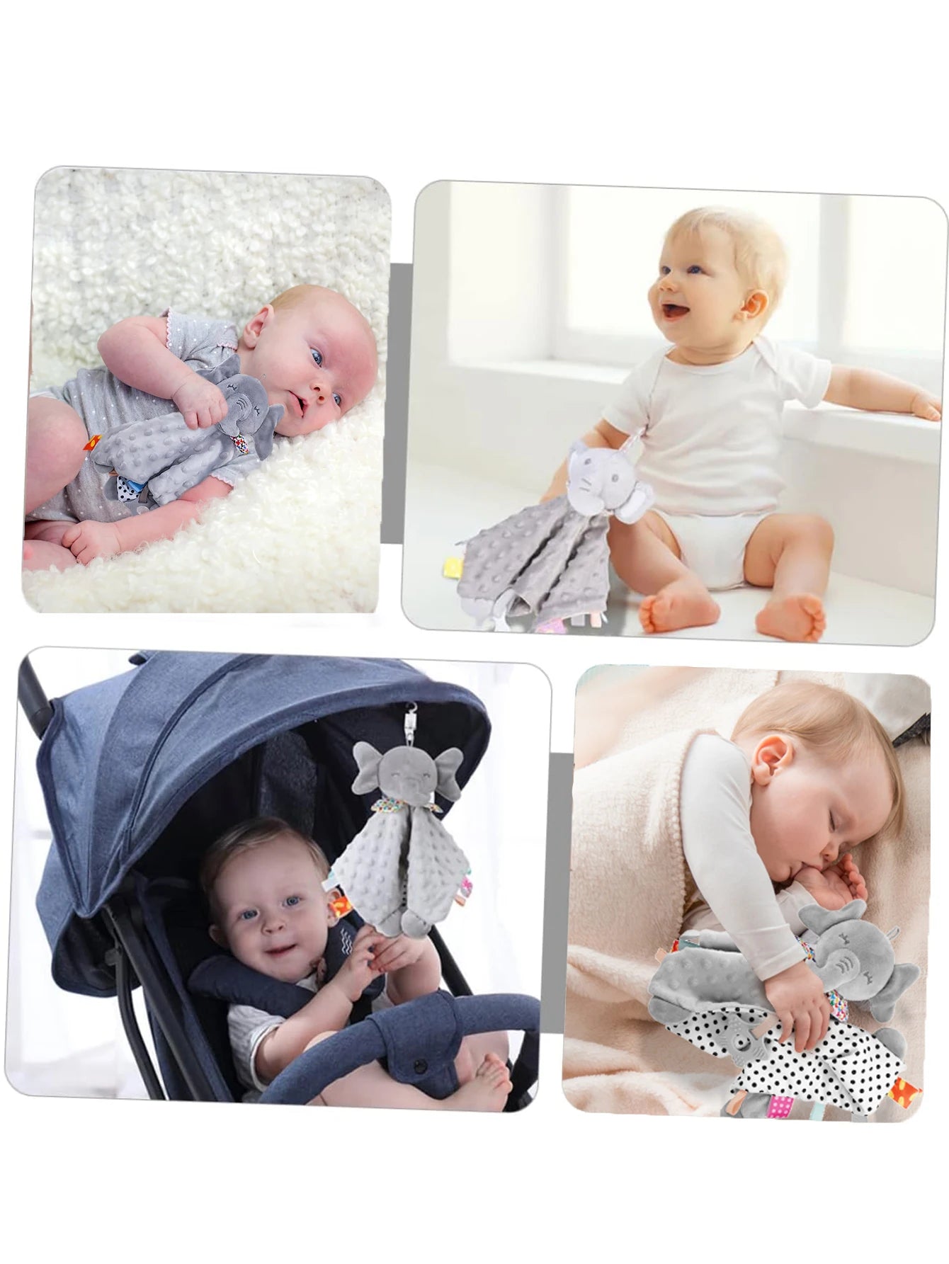 Elephant Baby Comforter Blanket Soft Soothe Rattle Toy
