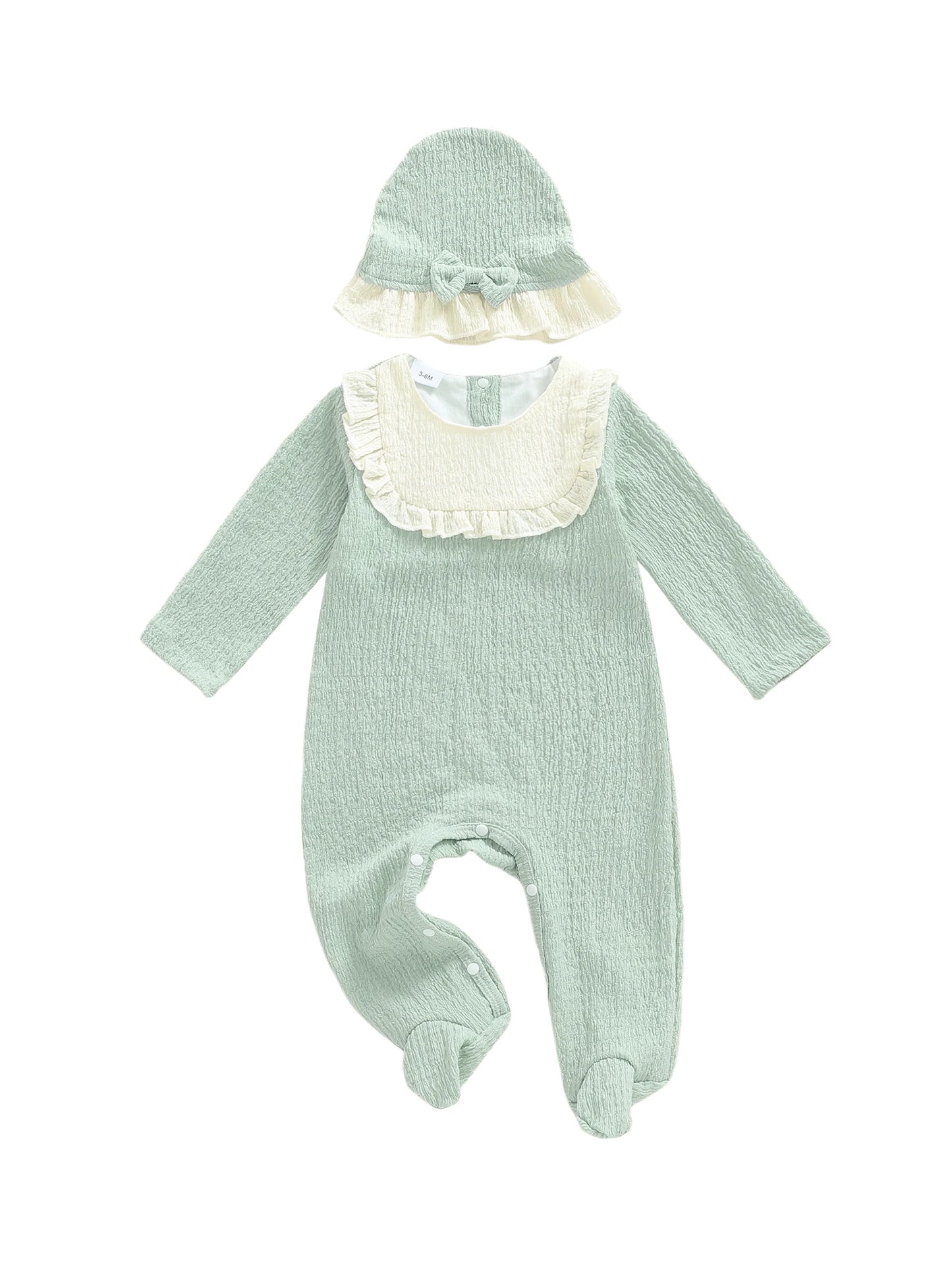 Adorable Infant Romper Set With Autumn Ruffles Hat Footed
