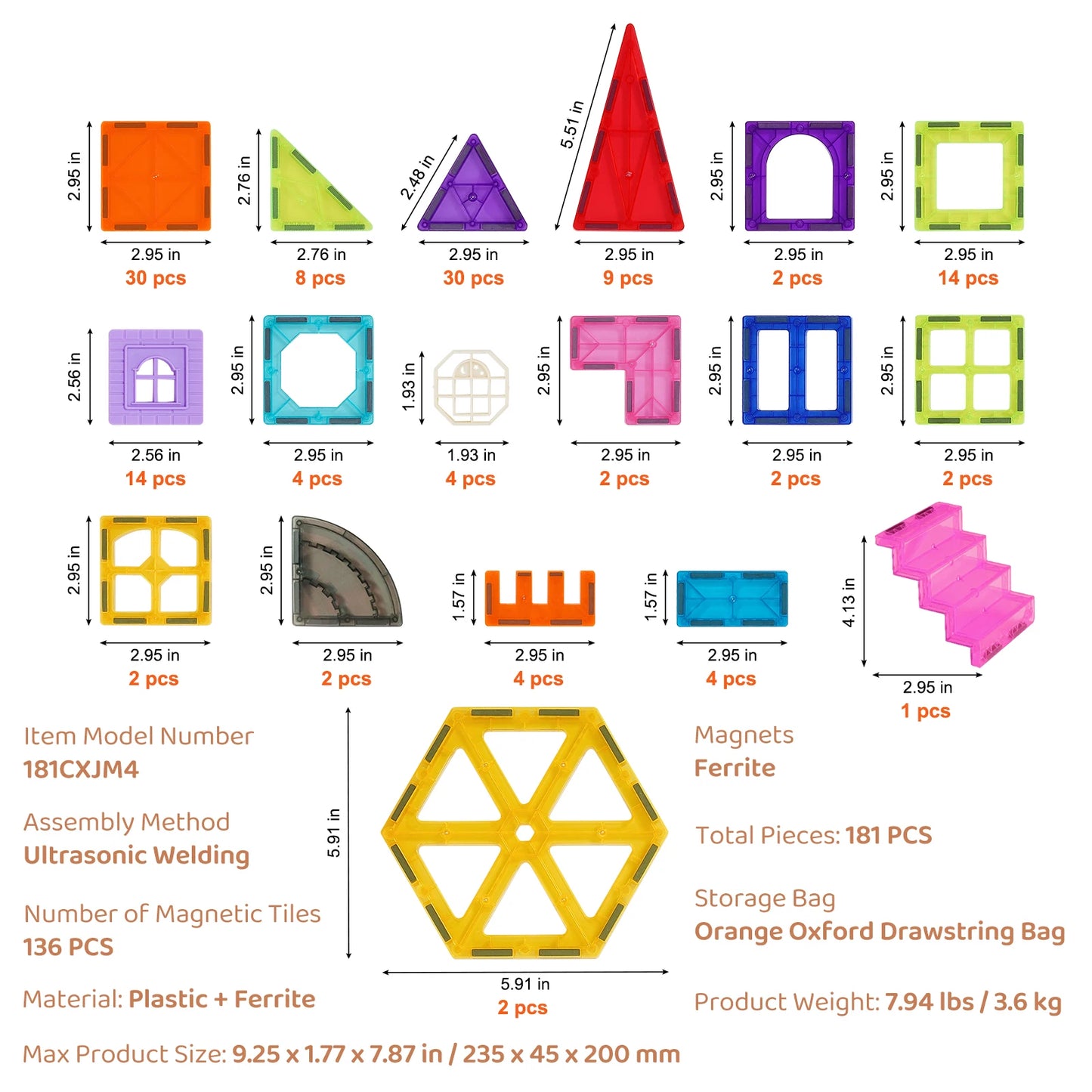 SucceBuy Magnetic Tiles Building Set for Toddlers and Kids