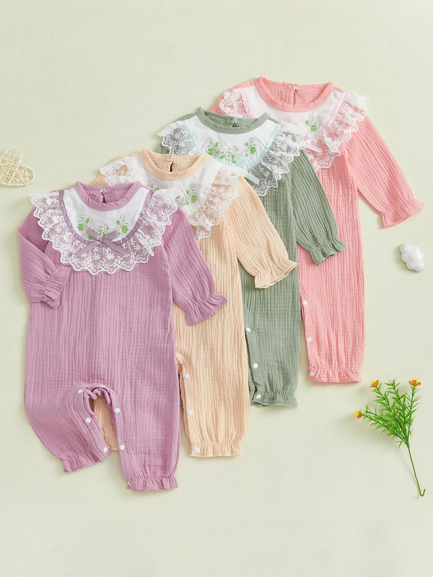Guangdong CN Toddler Romper With Floral Embroidery Lace