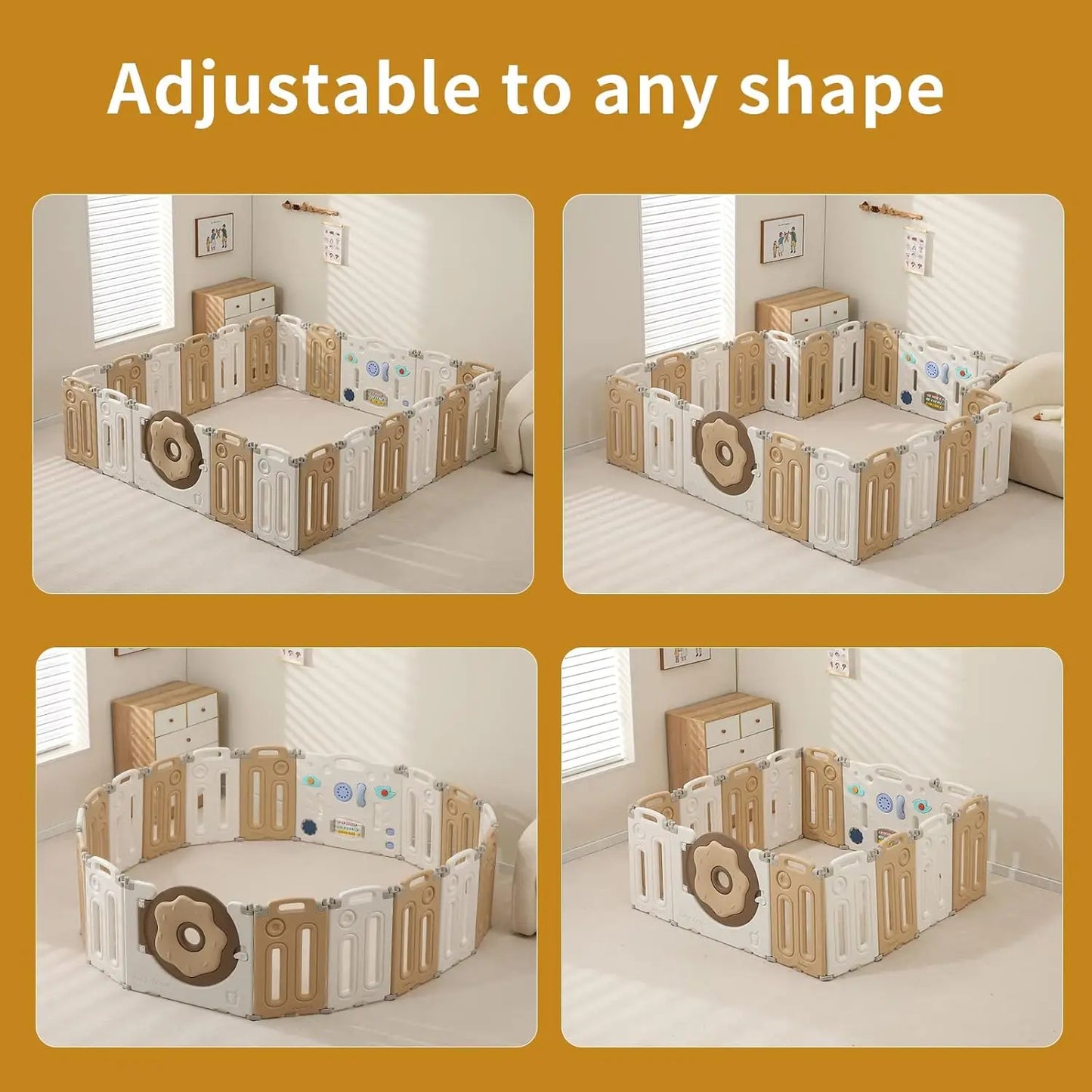 SHXIH Foldable Baby Playpen With Safety Gate Panels 14 18 22