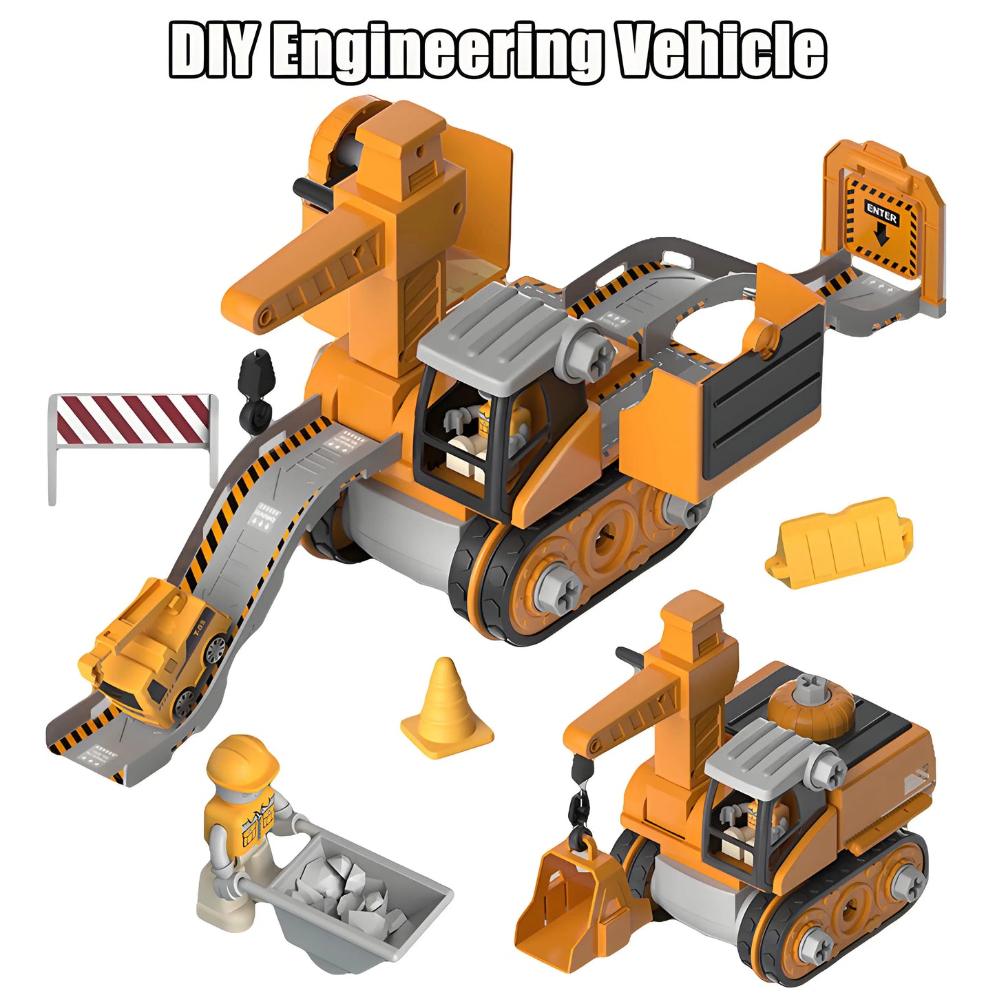 Kids Engineering Vehicle Drill Toy Set Educational For Boys