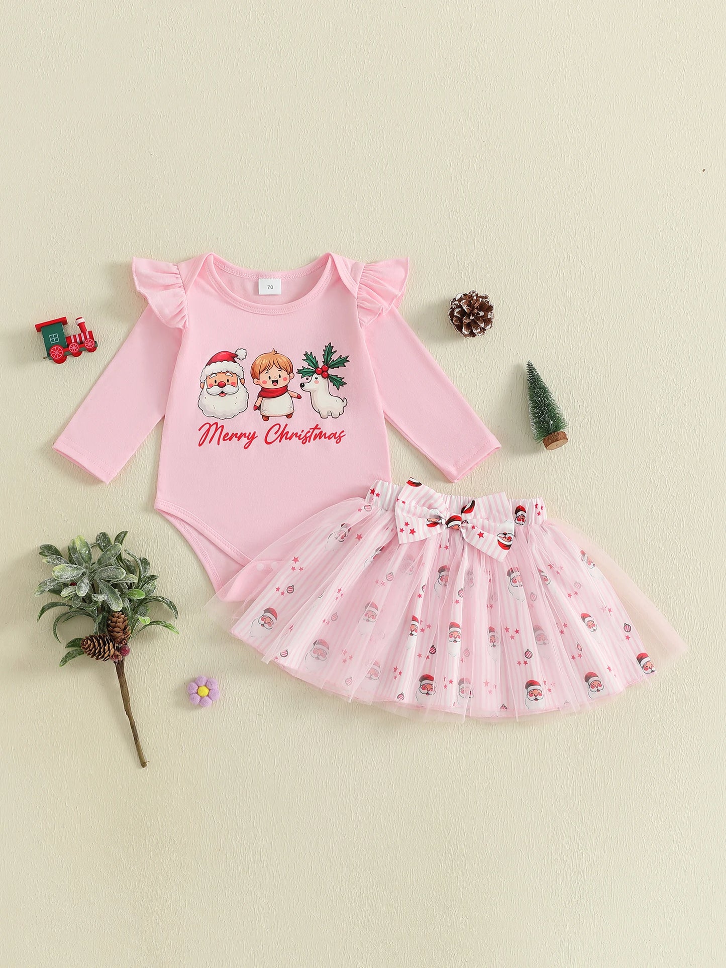 Guangdong Baby Winter Romper Set Print Bow Tulle Skirt