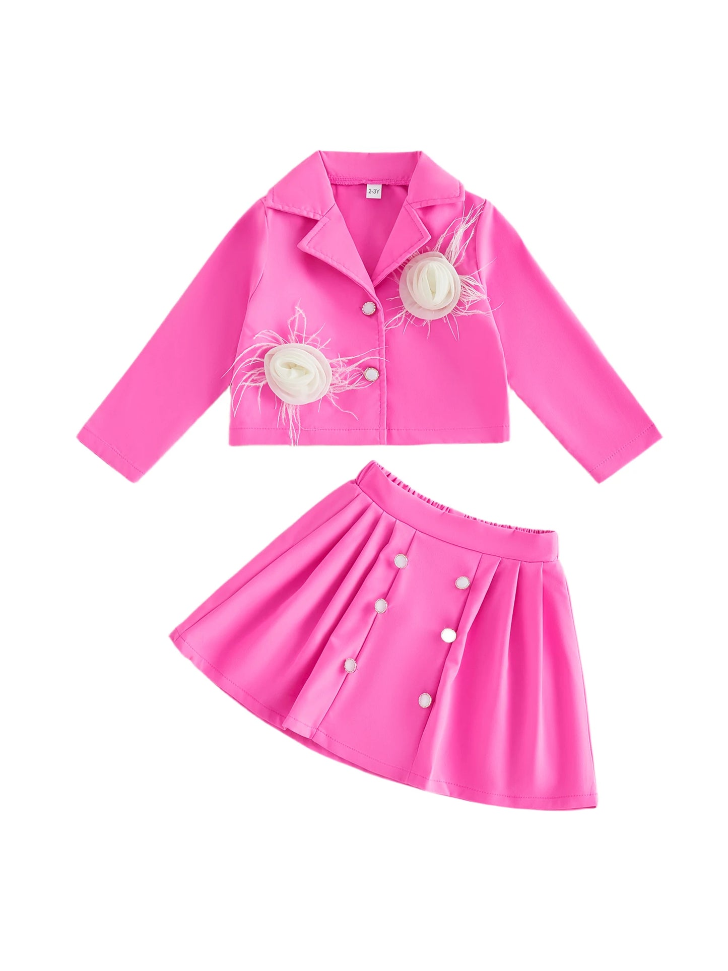 Toddler Girl Floral 2 Piece Blazer and Pleated Skirt Set