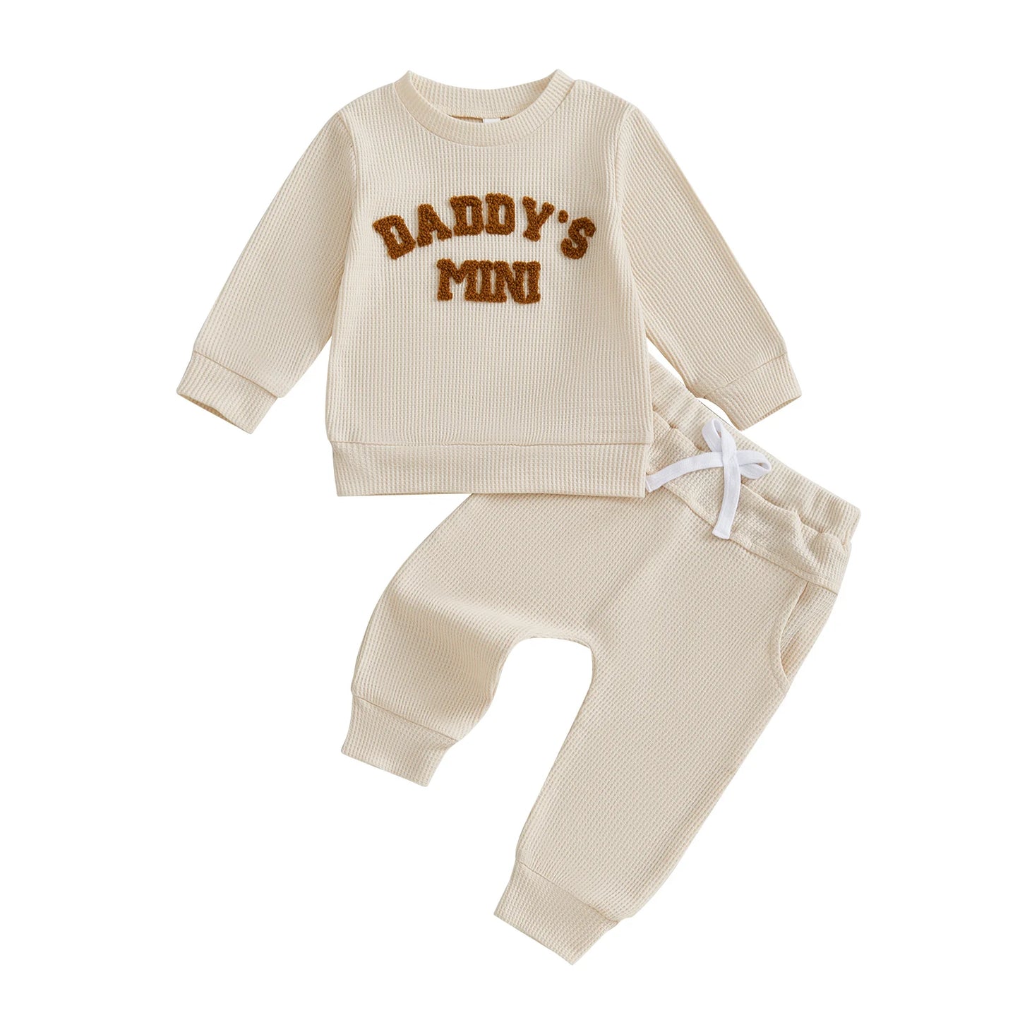Toddler Boy Autumn Waffle Set With Embroidered Letters
