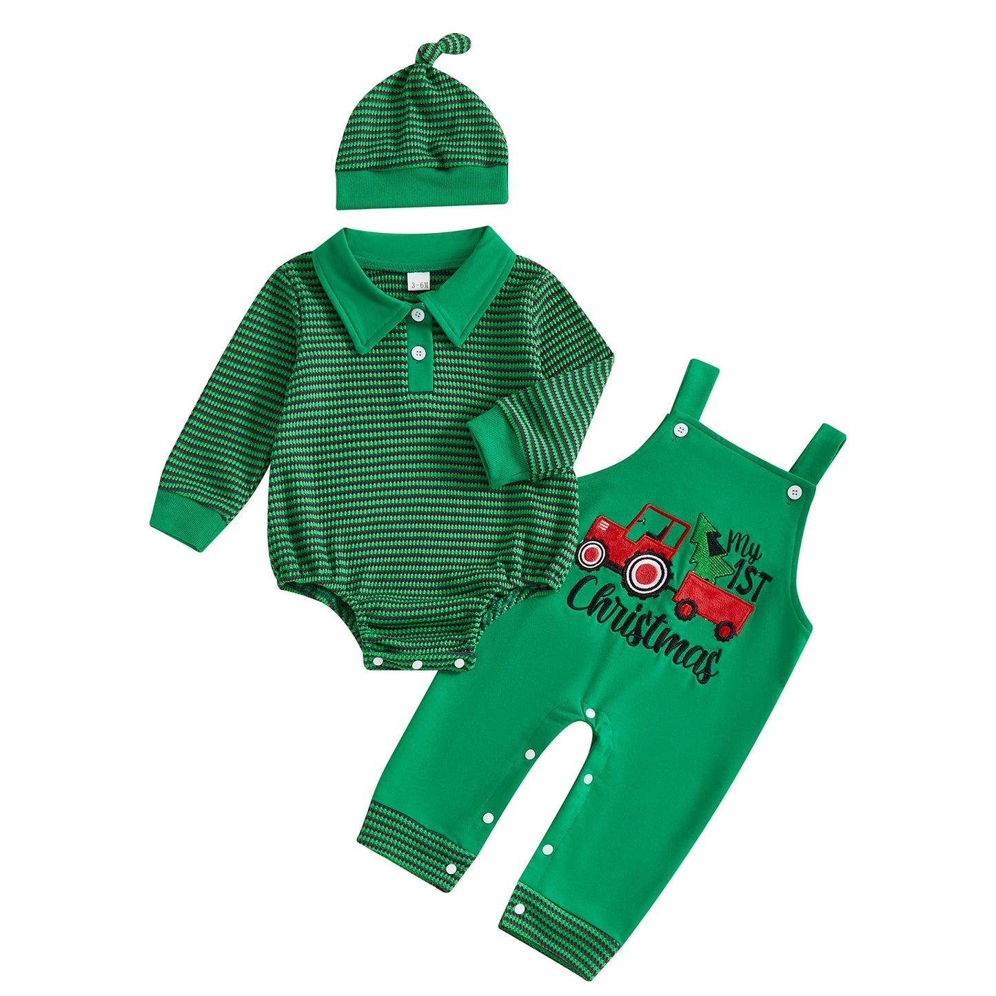 Winter Baby Girl Plaid Romper Set 3Pcs With Christmas Bow