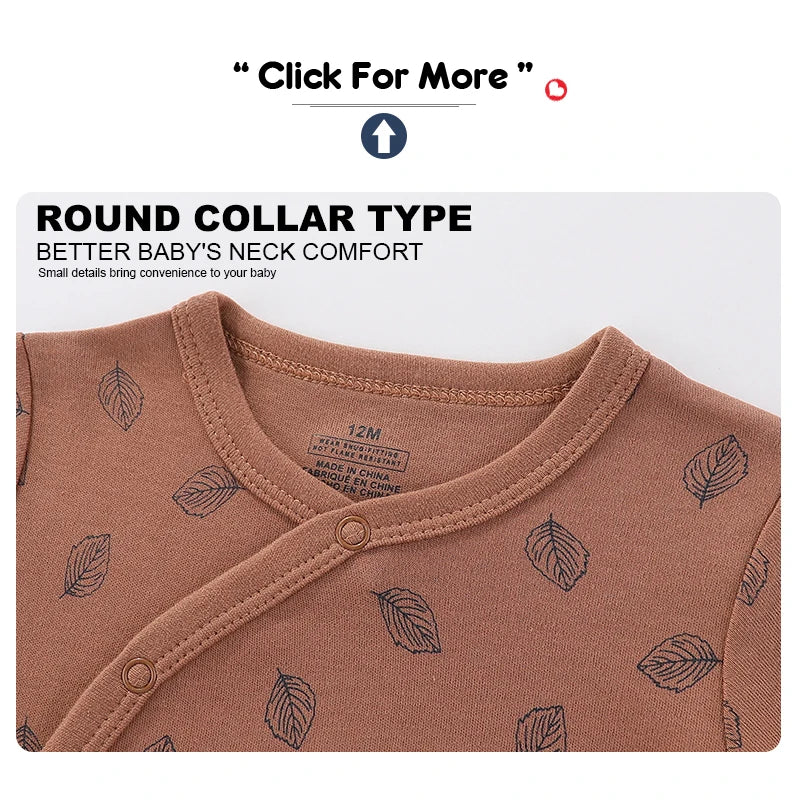 CN Fujian 3 Pack Unisex Long Sleeve Cotton Baby Rompers