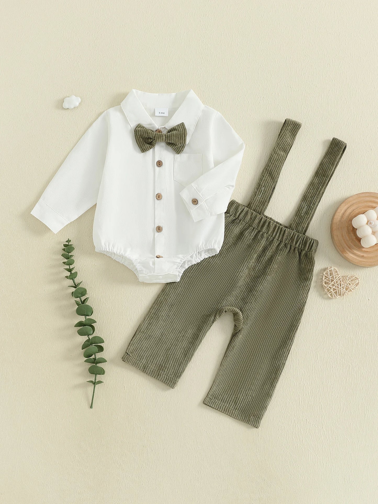 Baby Boy Formal Wear Set Bow Tie And Suspender Pants
