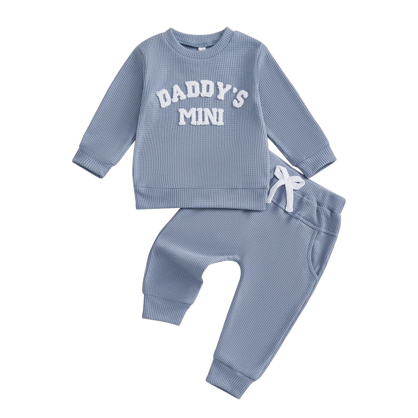 Toddler Boy Autumn Waffle Set With Embroidered Letters