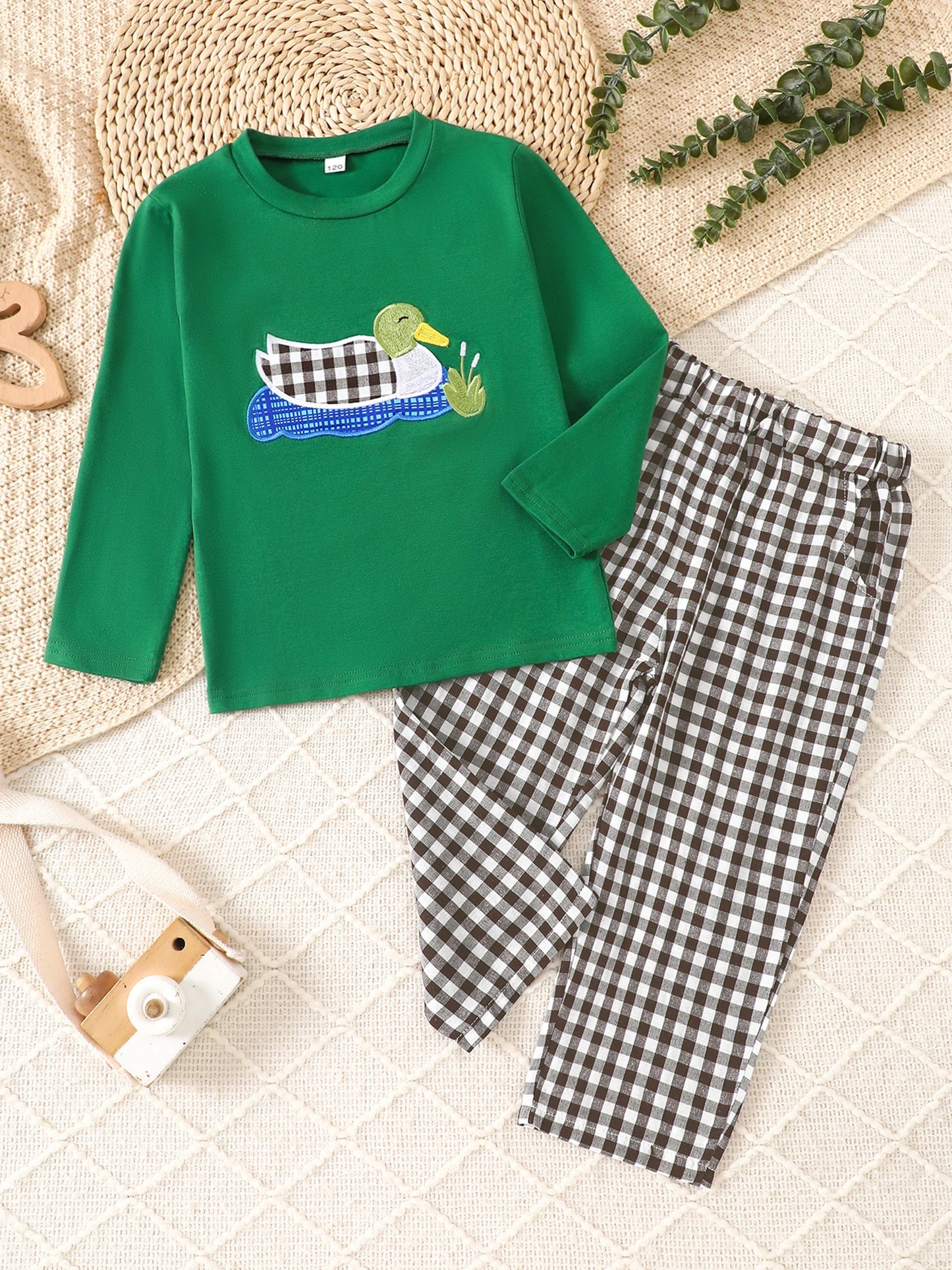 Guangdong Adorable Baby Boy Autumn Outfit Duck Applique Set