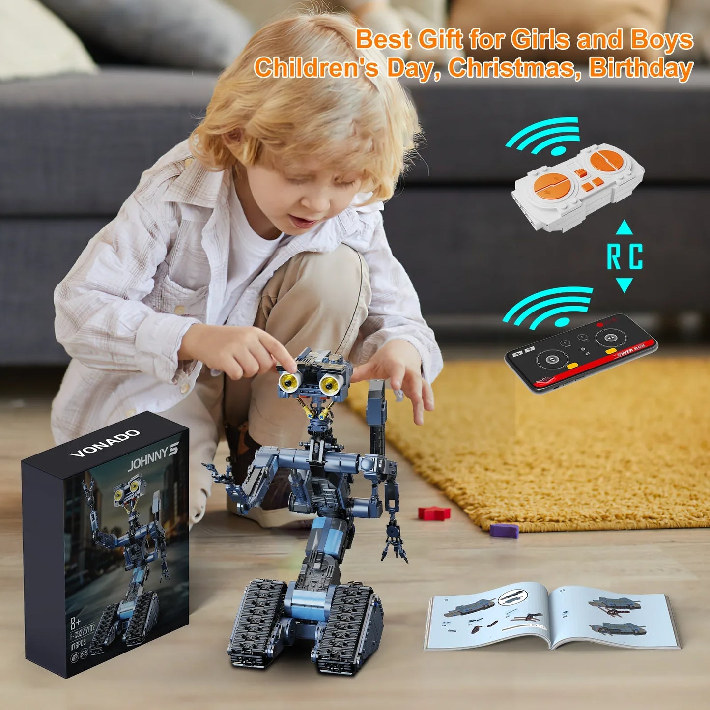 BuildMoc Johnny Five Robot Building Blocks Set Gift Idea