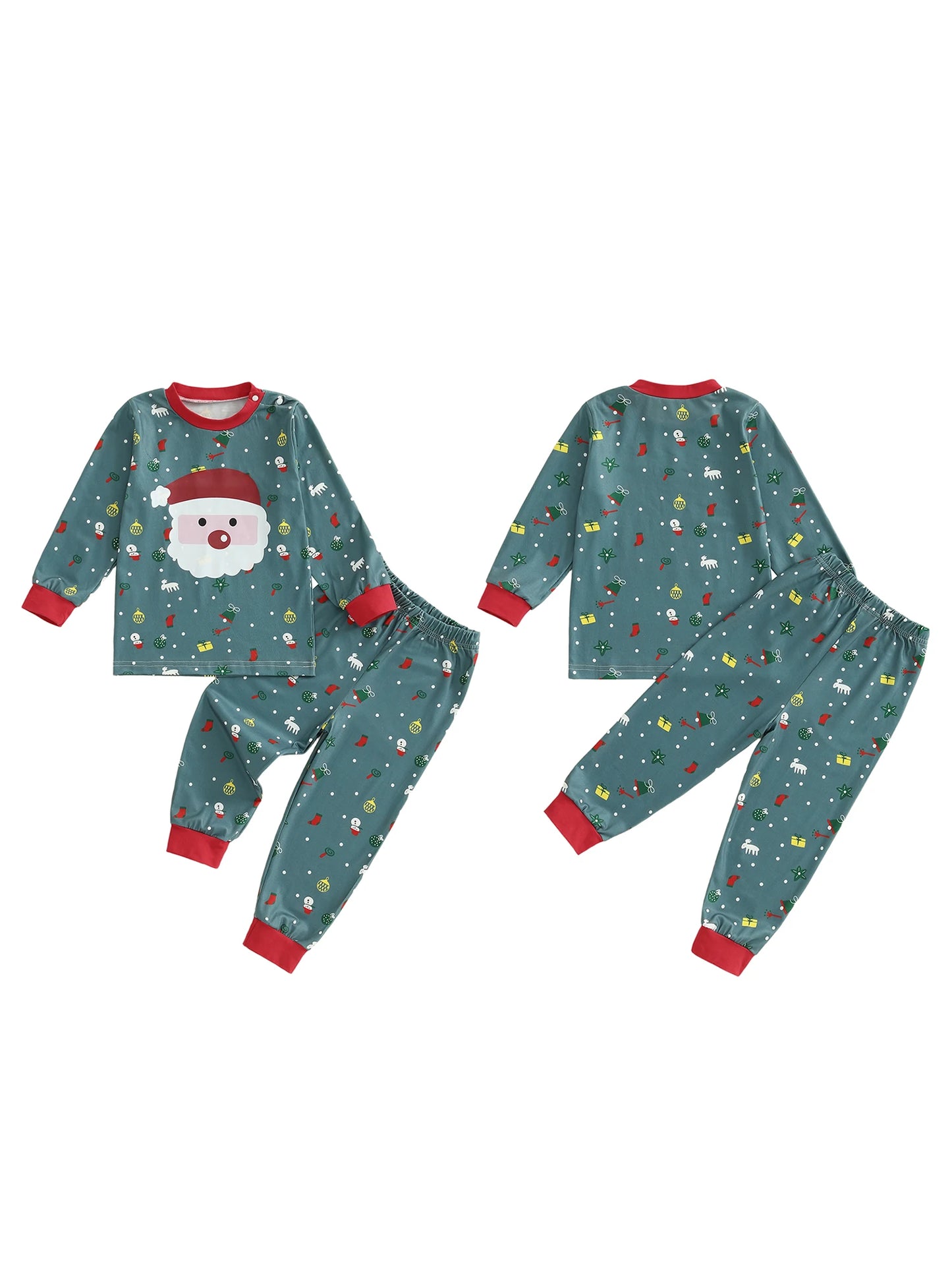 CN Guangdong Kids Holiday Pajama Set Festive Reindeer Print