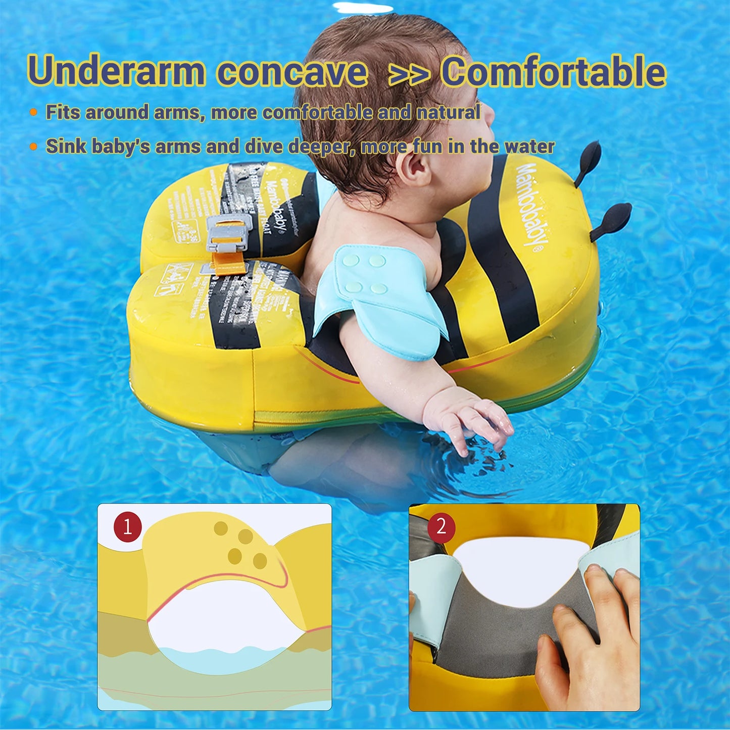 Mambobaby Baby Float With Sunshade Crotch Strap Ring