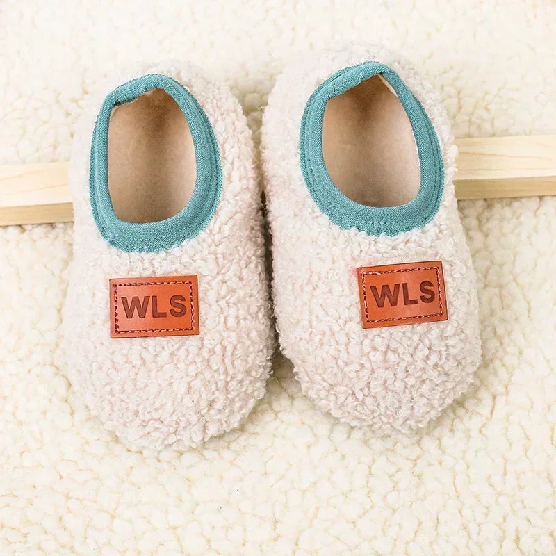 CN Baby Plush Slippers Toddler Anti Slip Indoor Shoes Winter