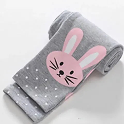 Girls Cotton Leggings With Cartoon Animal Print For Daily Wear