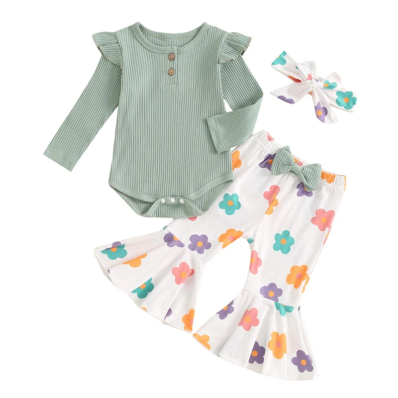 Pudcoco Adorable Baby Girls Autumn Ensemble Romper Headband