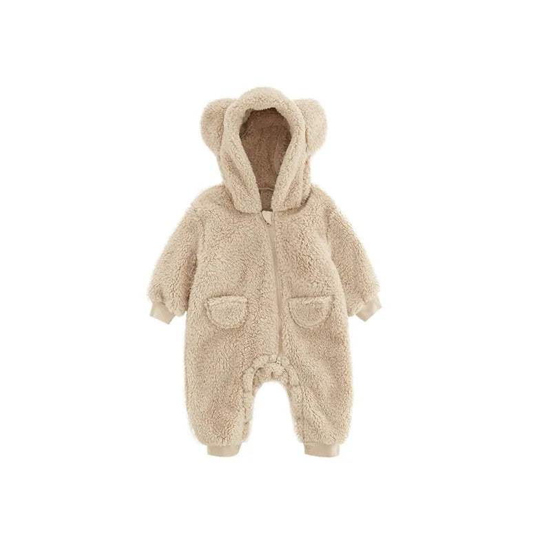 Guangdong CN Baby Winter Warm Fleece Hooded Jumpsuit Rompers