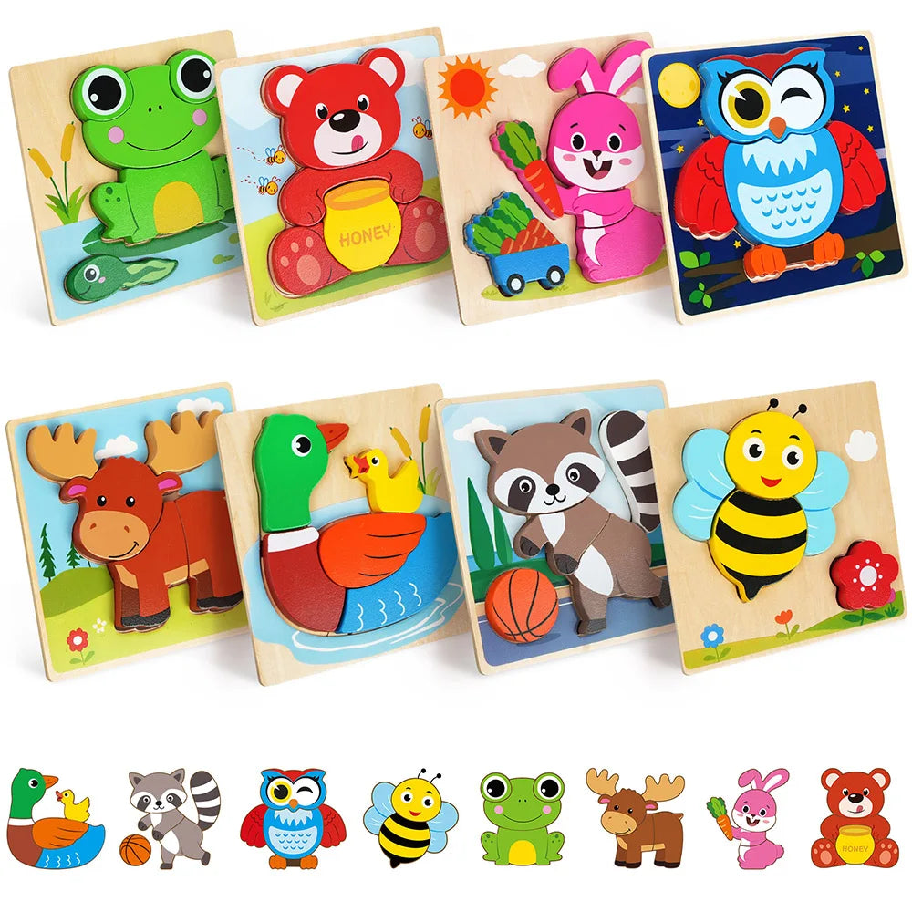 Hign-concerned Animal Wooden Puzzles For Toddlers Learning