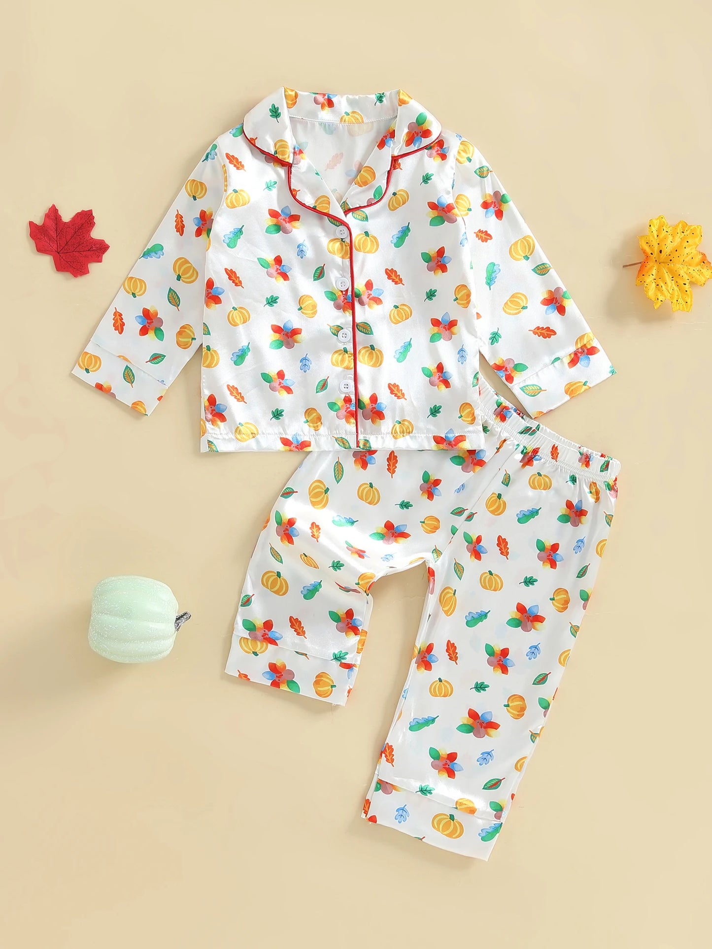 Velvet Toddler Pajama Set Lapel Collar Reindeer Print