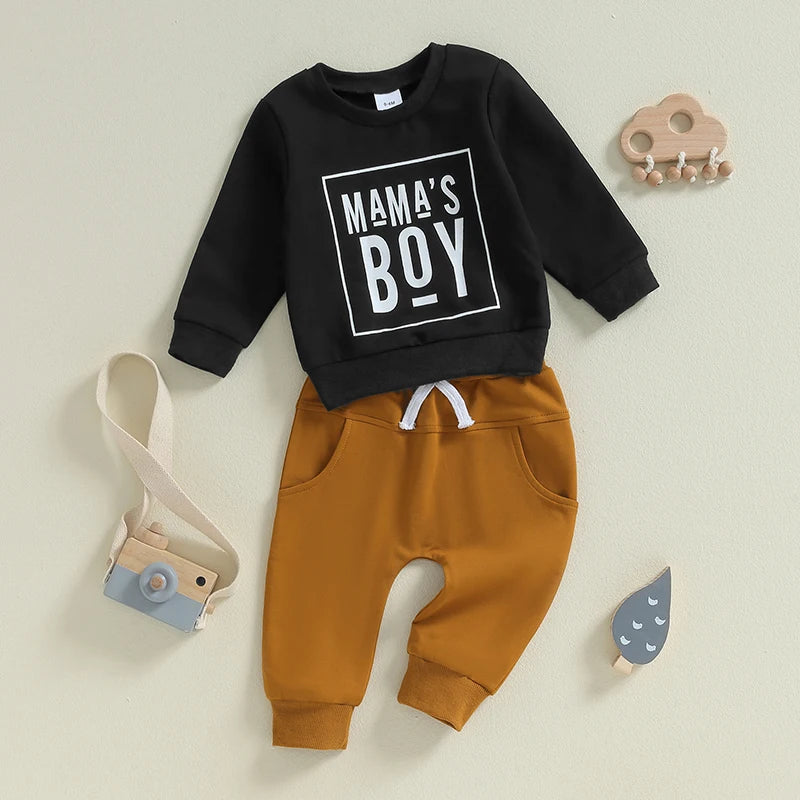 Pudcoco Toddler Boy Fall Winter Outfit Set Long Sleeve