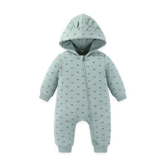 Kiddiezoom Cozy Hooded Baby Rompers Zipper Jumpsuit Unisex