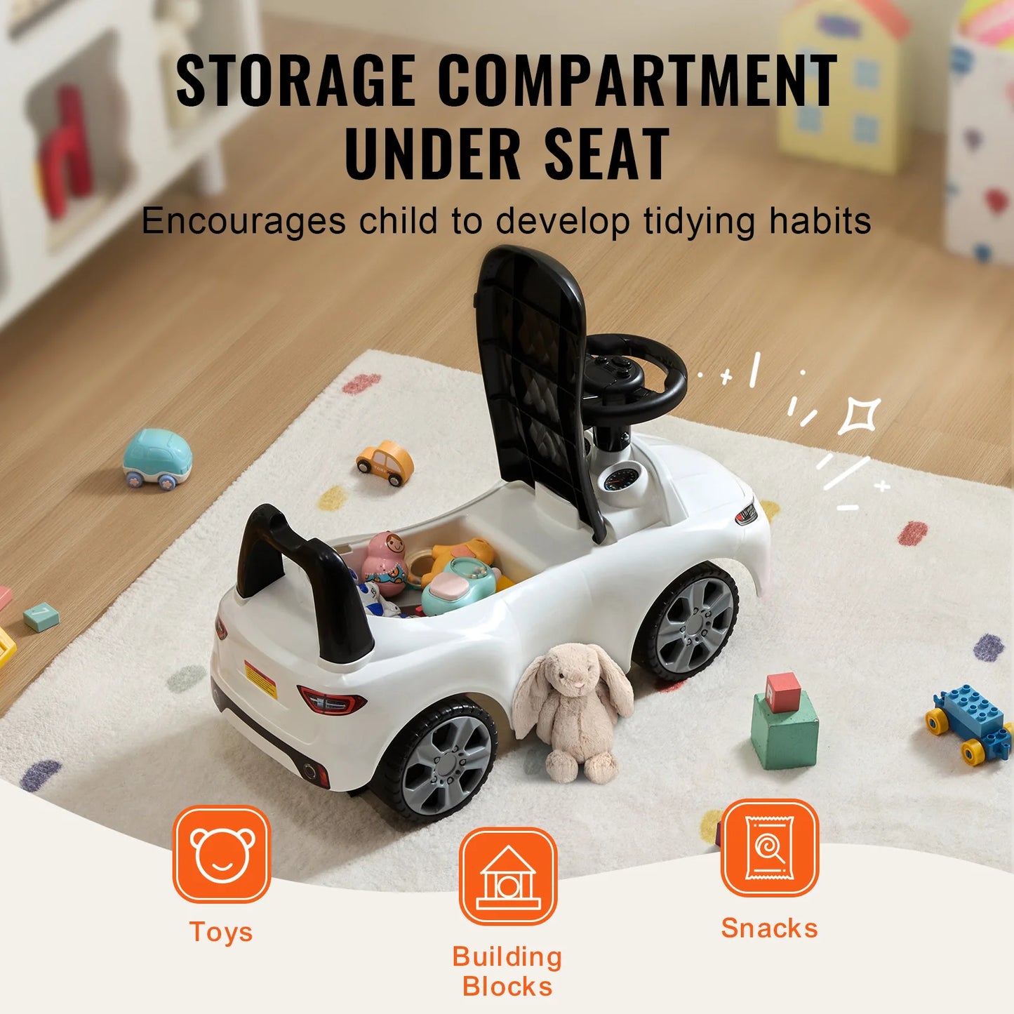 SucceBuy Ride On Push Car For Toddlers With Music Wheel