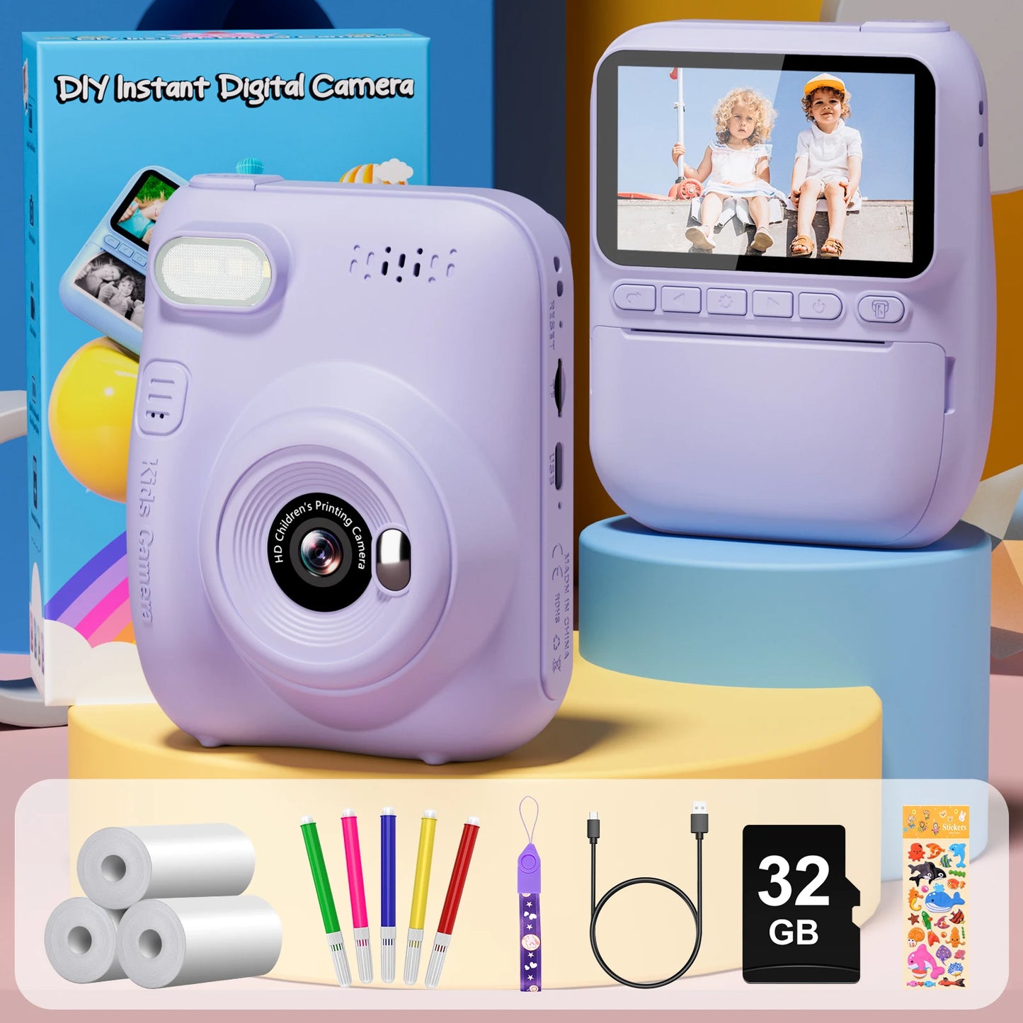 Gofunly Kids Instant Print Camera 1080P Digital Camera