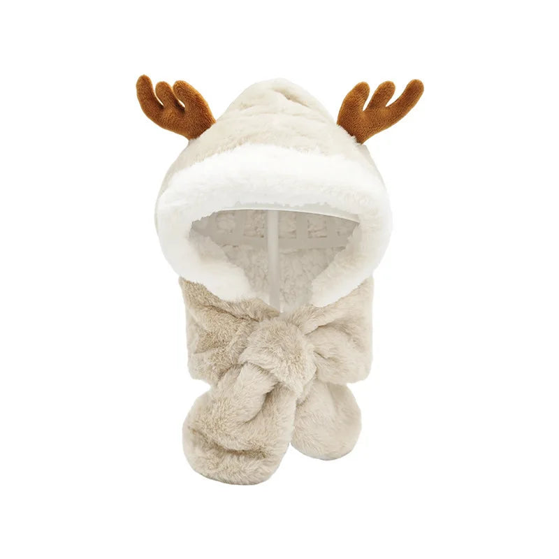 Arthmix Winter Infant Beanie Deer Antler With Faux Fur Earflap