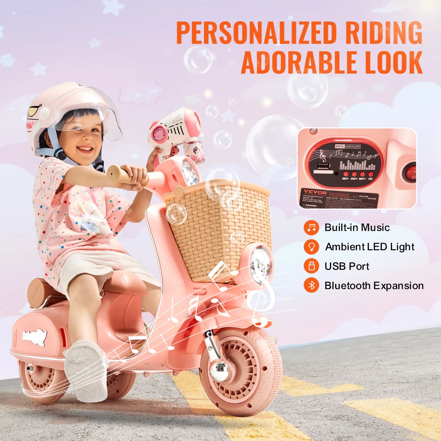 SucceBuy Kids Ride Motorcycle 6V 12V Battery Trike