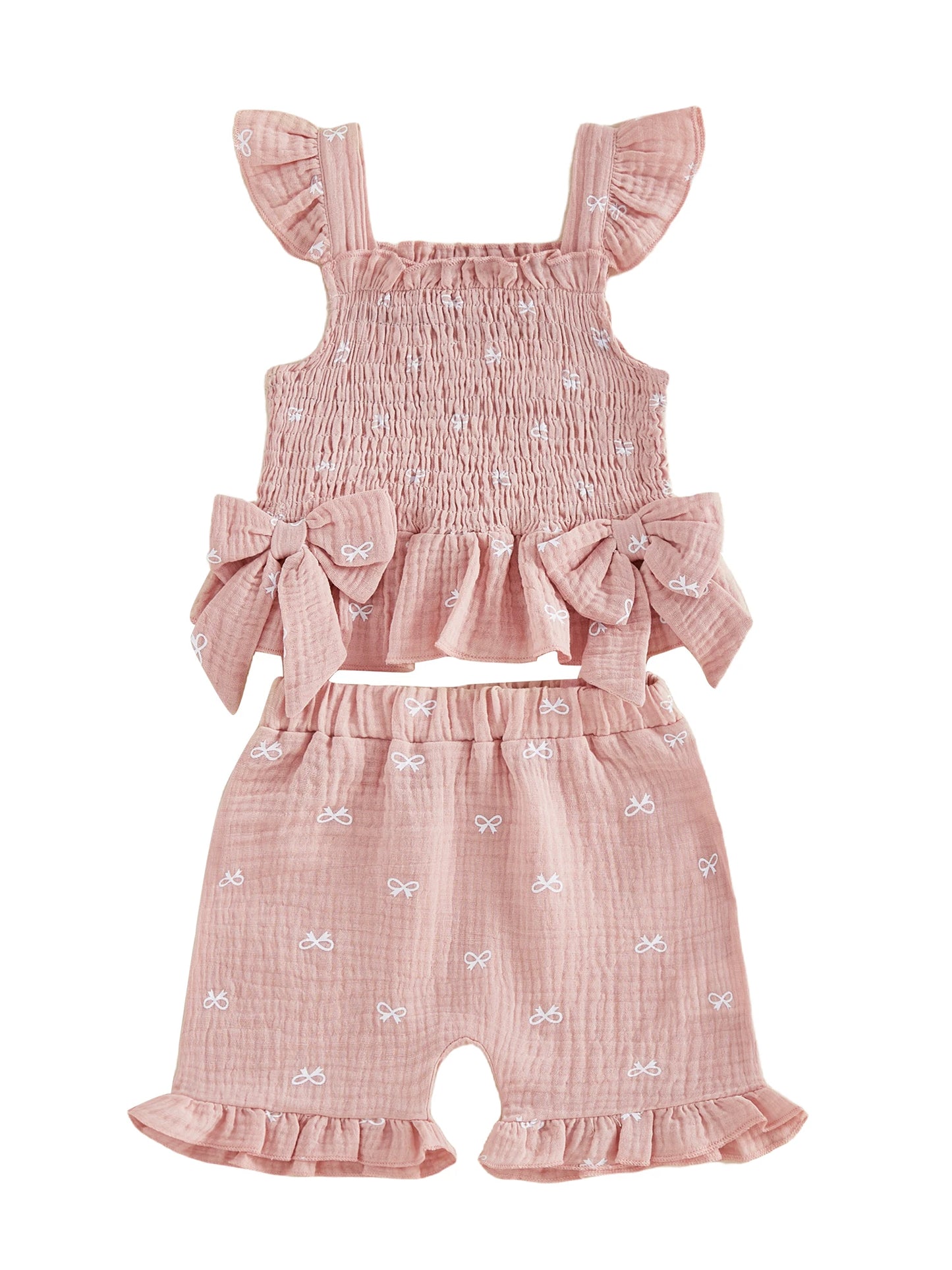 Girls Floral Print Ruffle Sleeve Blouse And Shorts Set