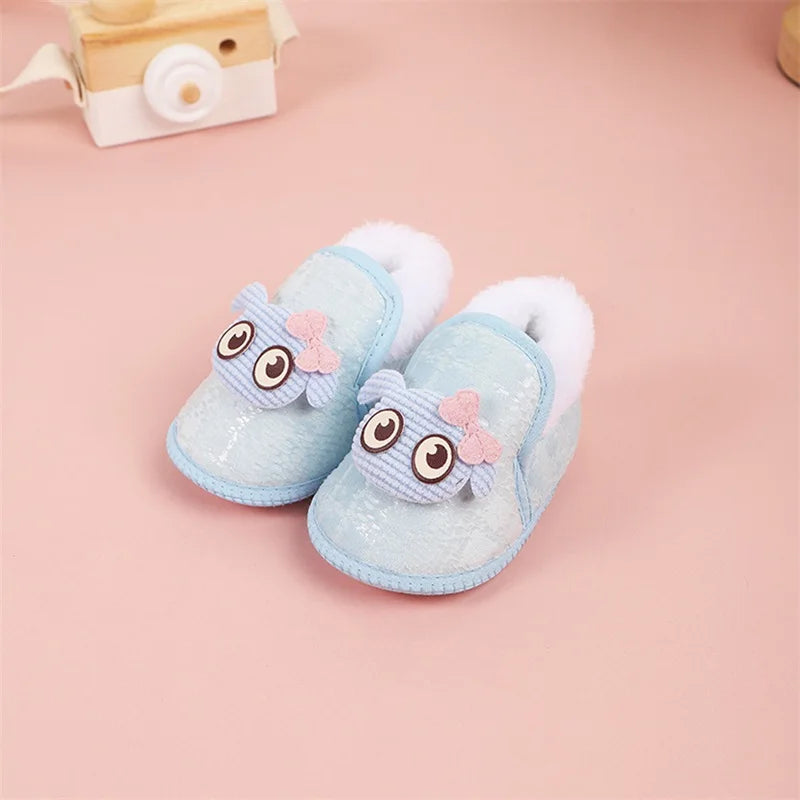 Pudcoco Baby Plush Shoes For First Steps With Non Slip Soles