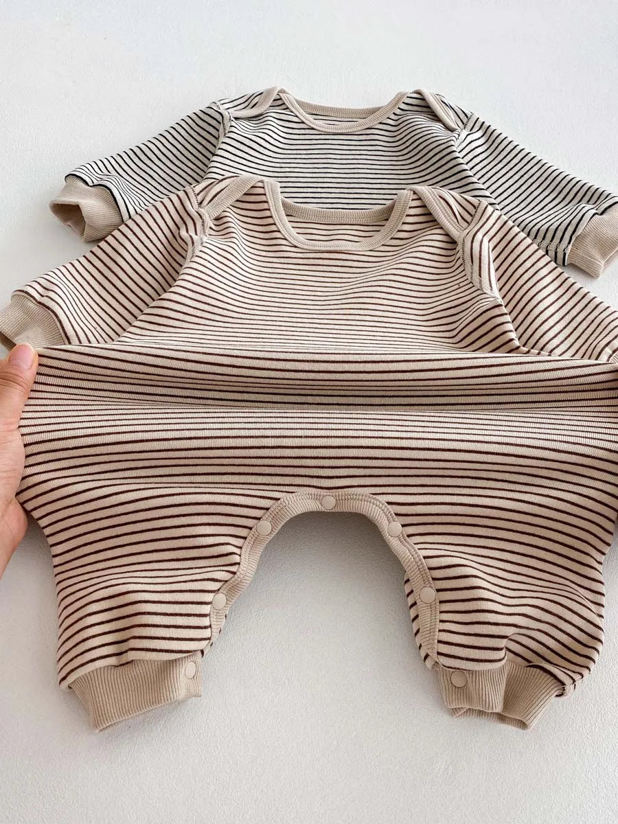 Guangdong Baby Autumn Winter Striped Jumpsuit Collar Unisex