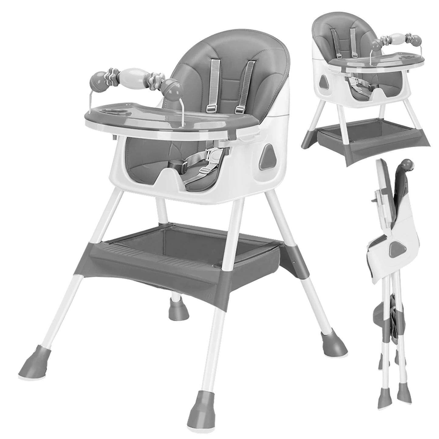 UBRAVOO Foldable Baby High Chair With Antislip Pad Toy Rack