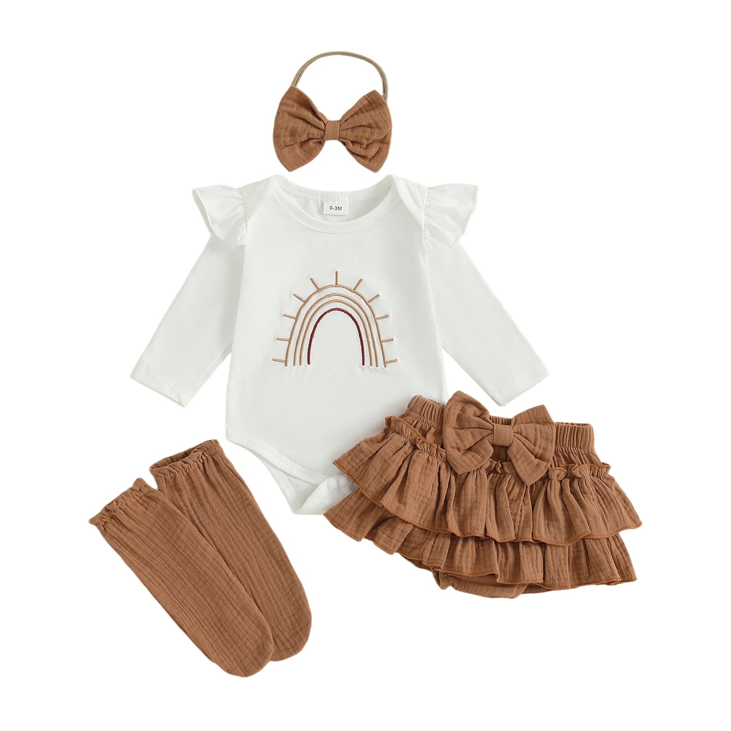 Guangdong Toddler Girls Autumn 4 Piece Romper Headband Set