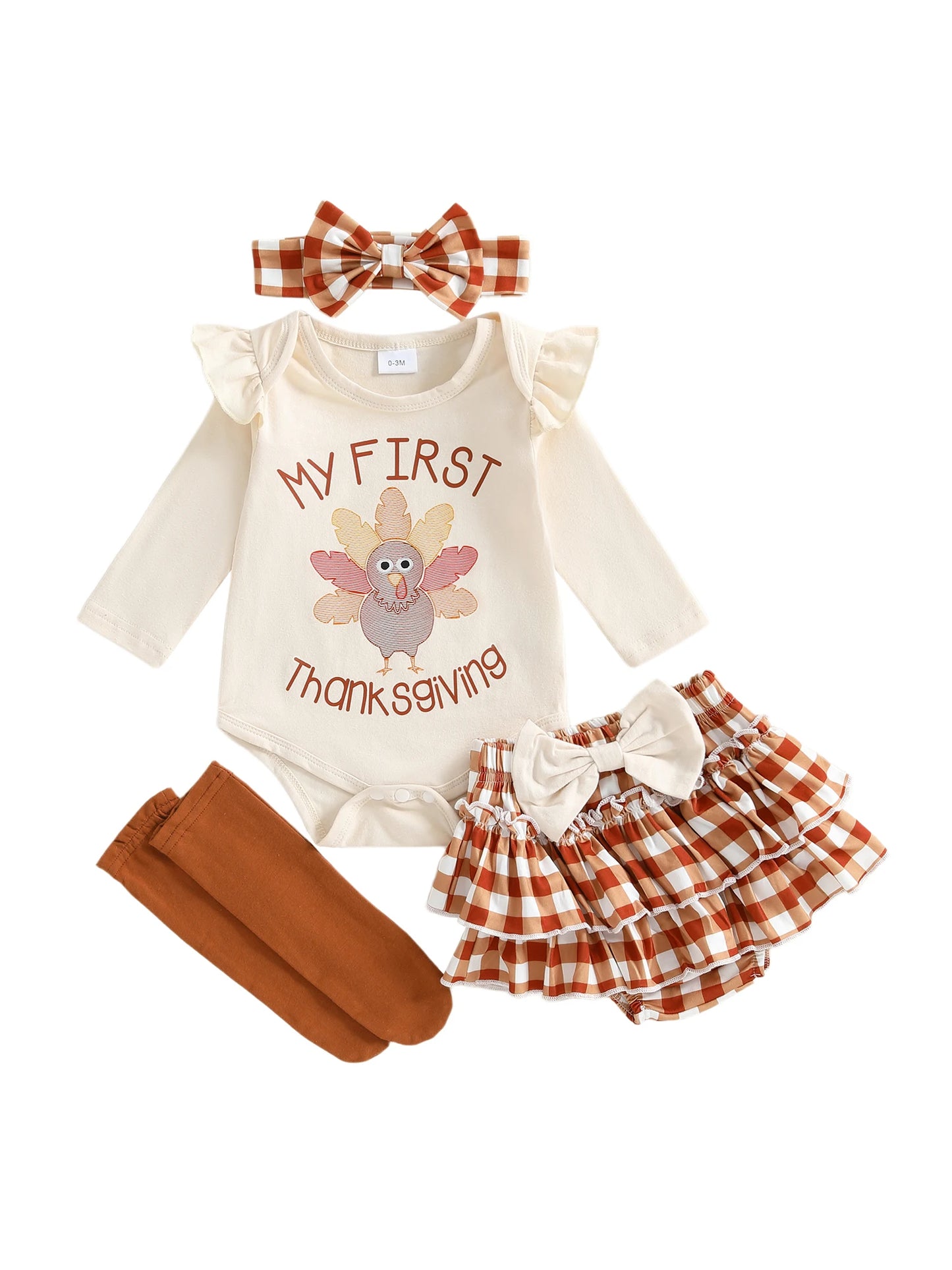 Guangdong Thanksgiving Turkey Print Baby Outfit With Shorts
