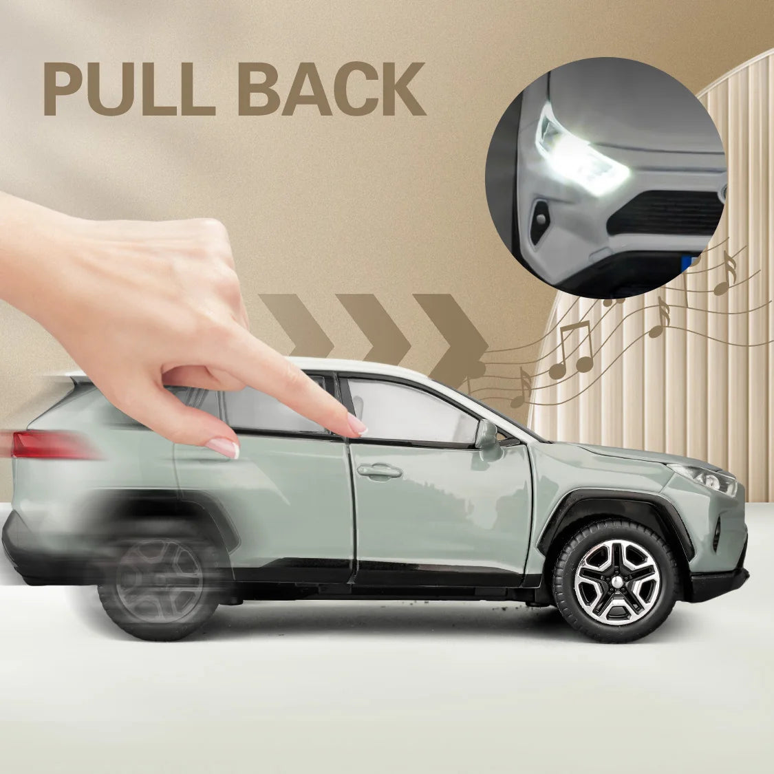 TGRCM-CZ RAV4 Diecast Toy Car With Lights And Doors