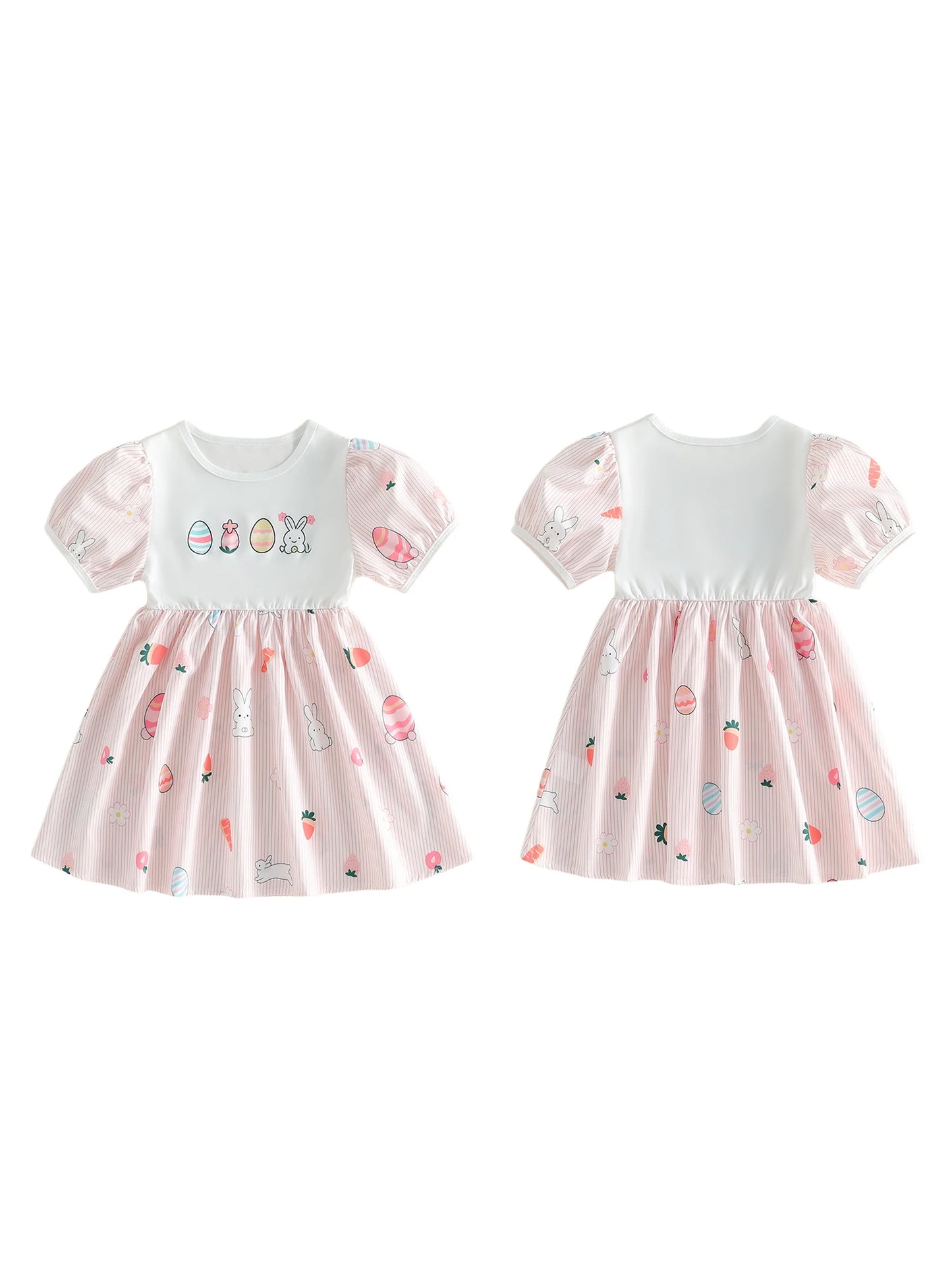 Adorable Easter Bunny Dress For Baby Girls With Stripe Print
