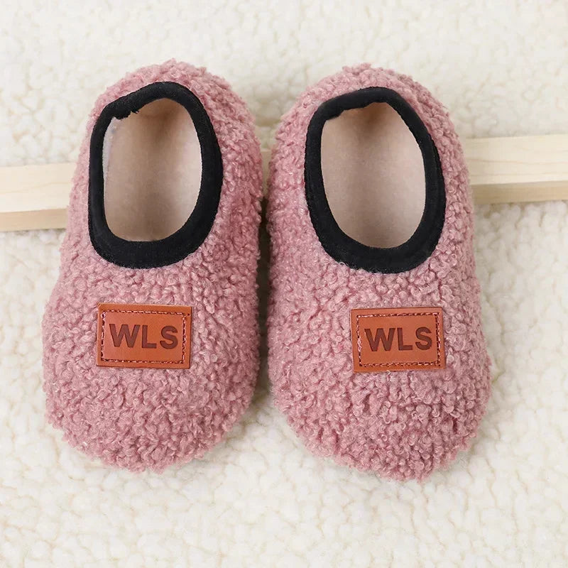 CN Baby Plush Slippers Toddler Anti Slip Indoor Shoes Winter