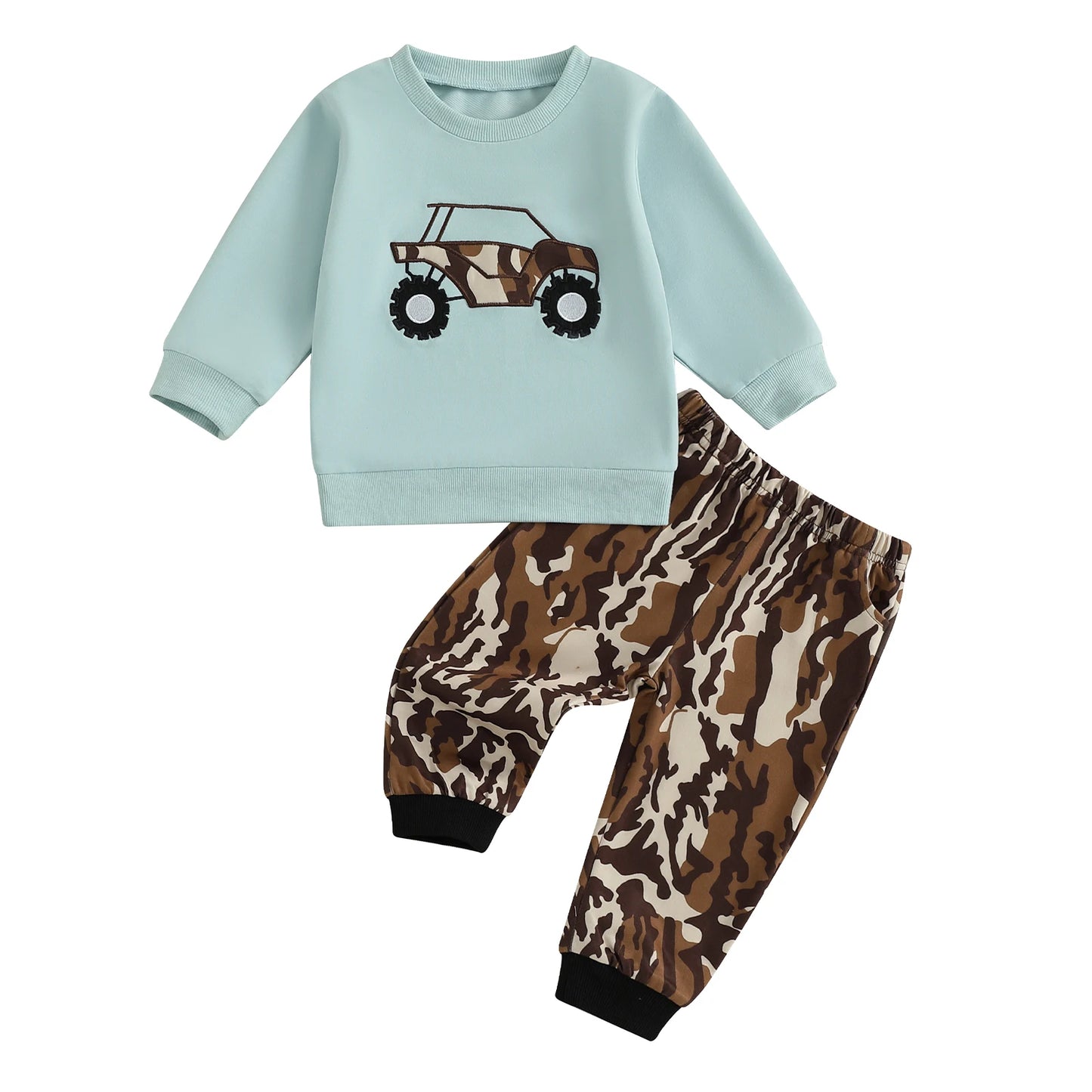 Baby Boy Construction Truck Applique Knit Sweater and Pants Set
