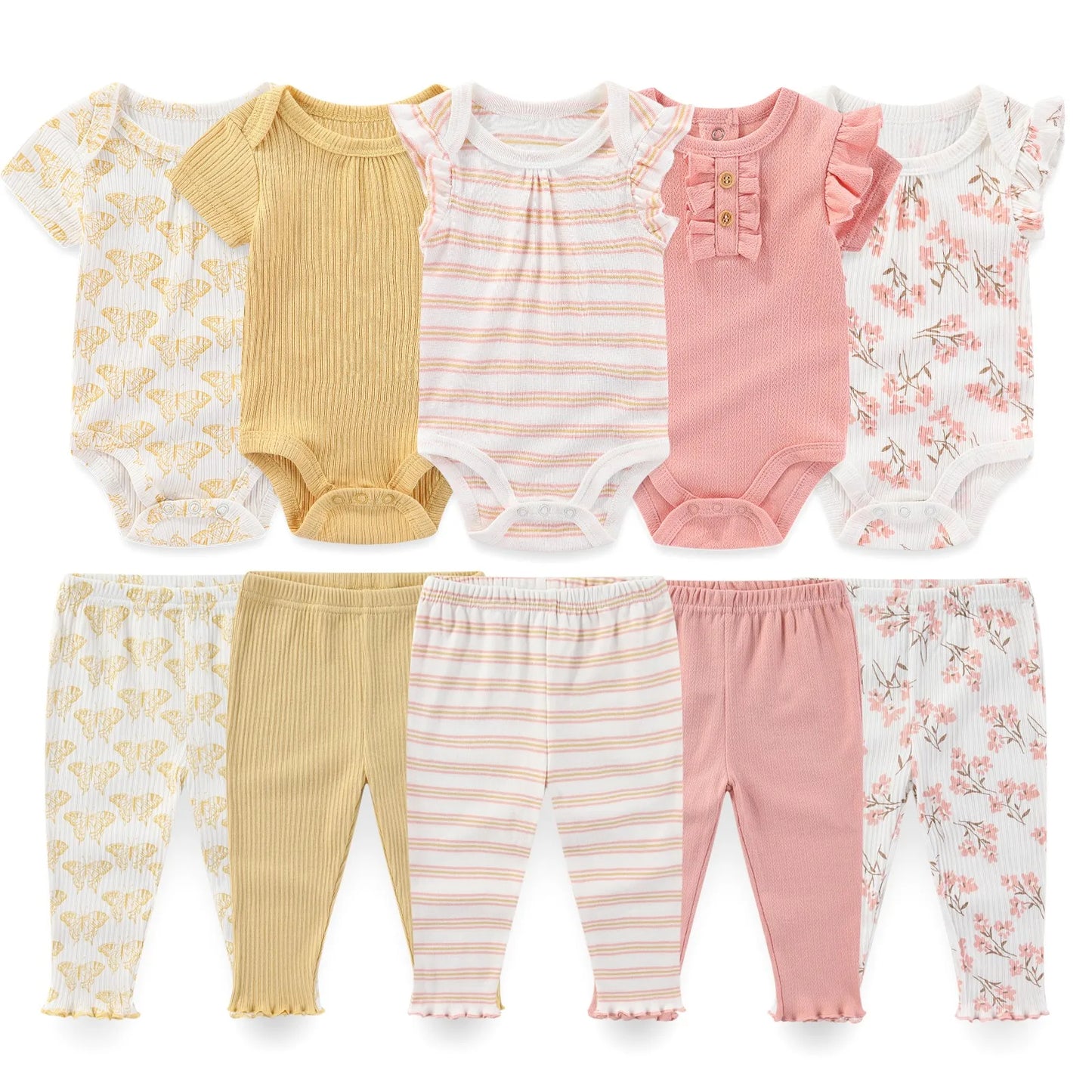 Kiddiezoom Unisex Baby Clothing Set Bodysuits And Pants