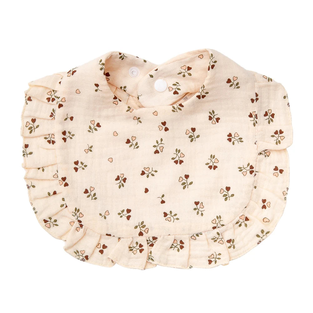 Flower Print Baby Bibs Adjustable Snap Burp Cloths Muslin Cotton