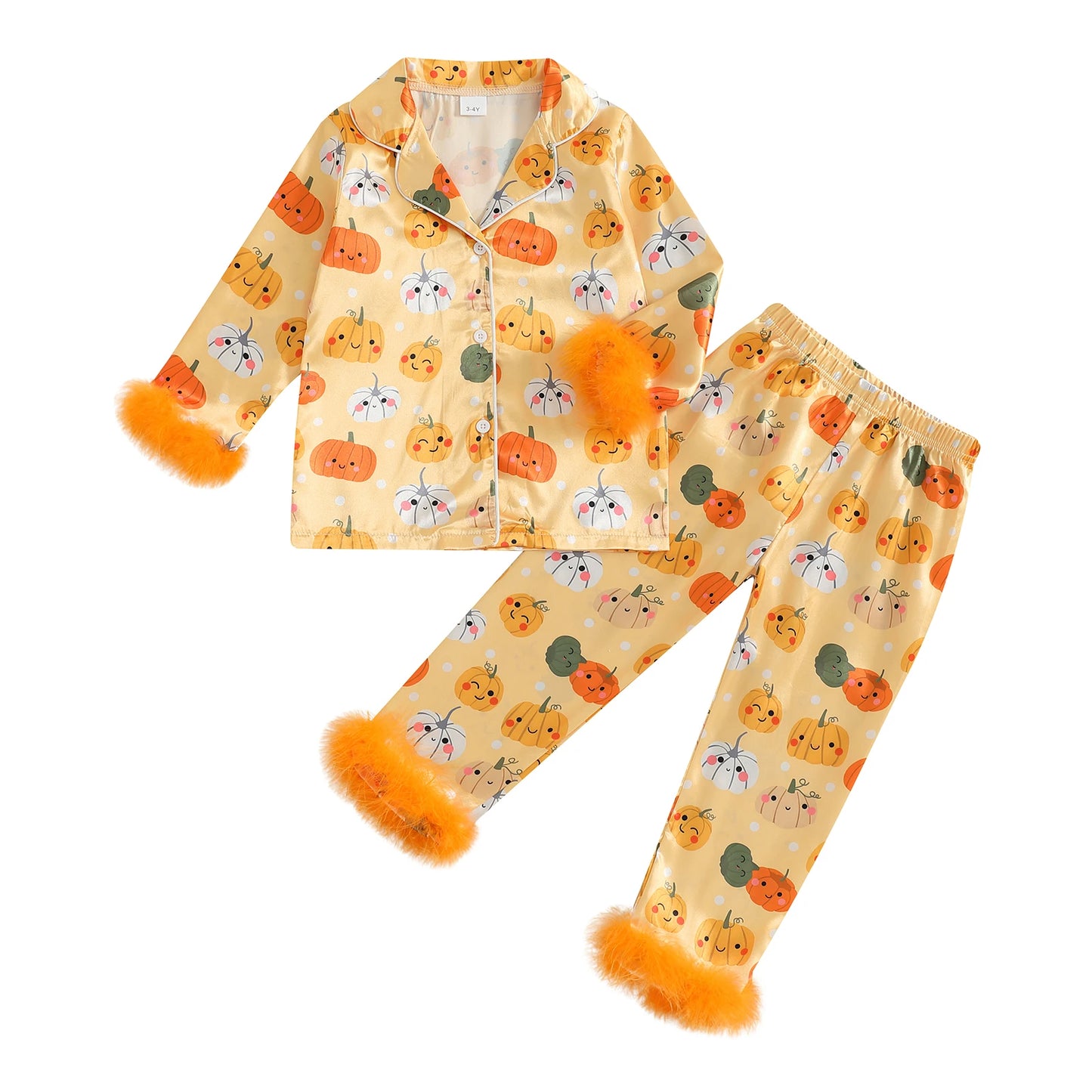 Girls Halloween Pajama Set Spooky Bat Spider Print Pajamas