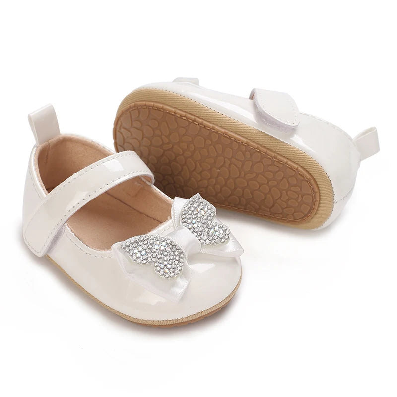 Baby Girls First Walkers Butterfly Knot Shoes Soft Rubber Bottom
