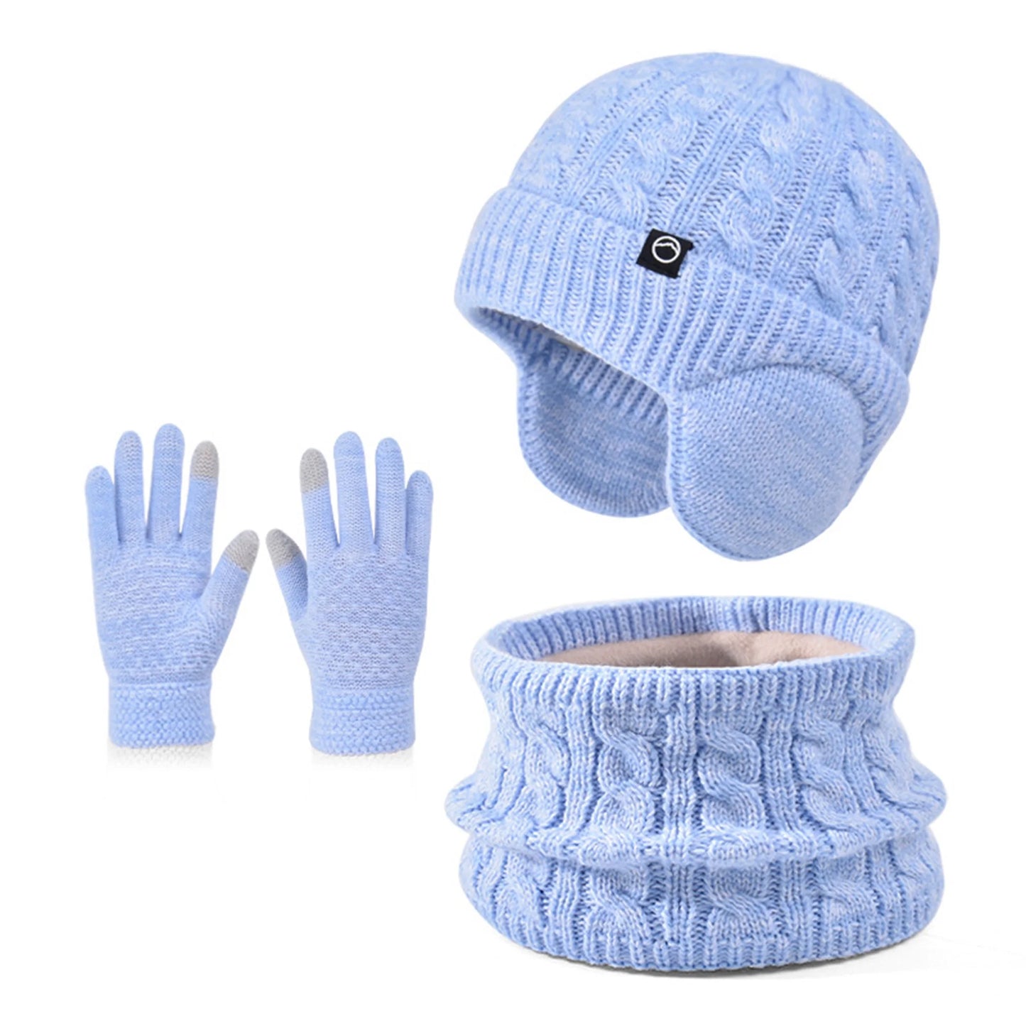 WinterKnit Hat Scarf and Gloves Set for Children ThermalInsulationAllWeatherProtection
