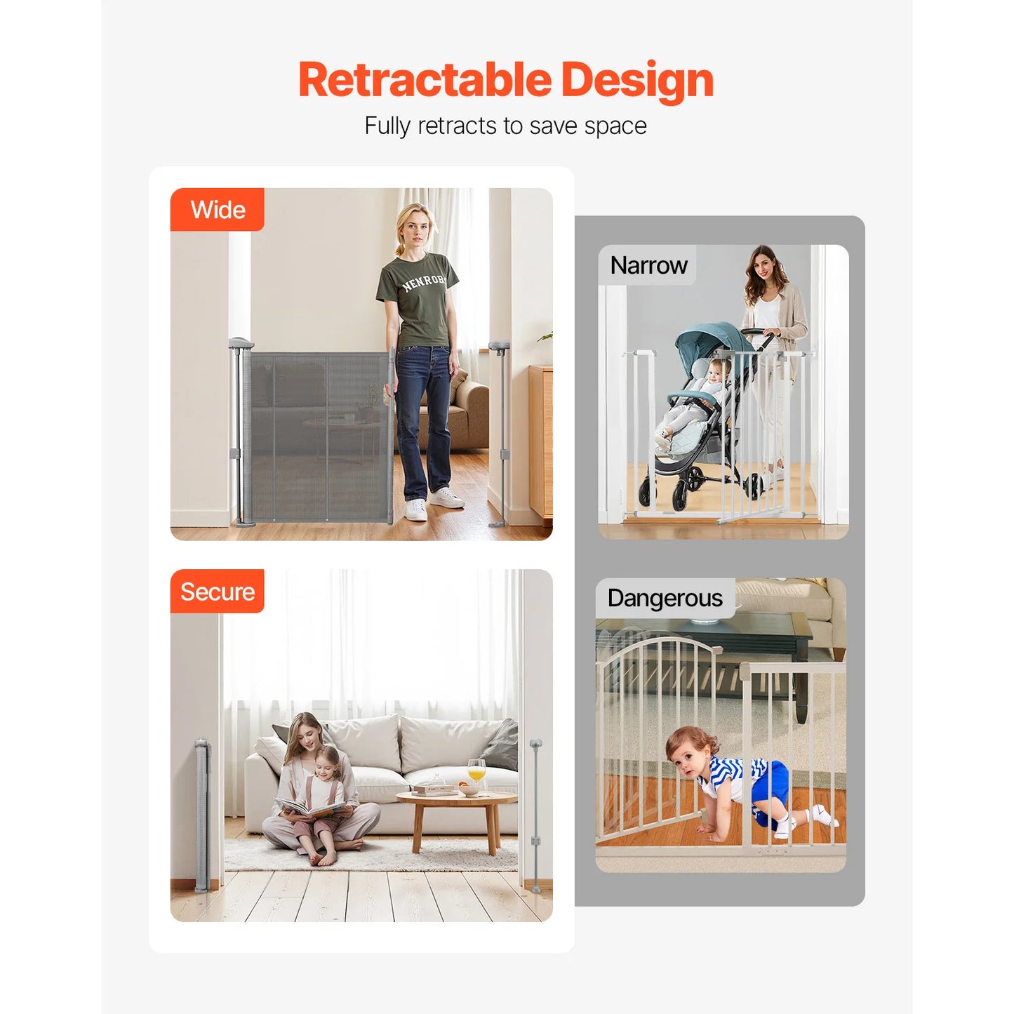 SucceBuy Retractable Baby Gate For Kids And Pets Mesh